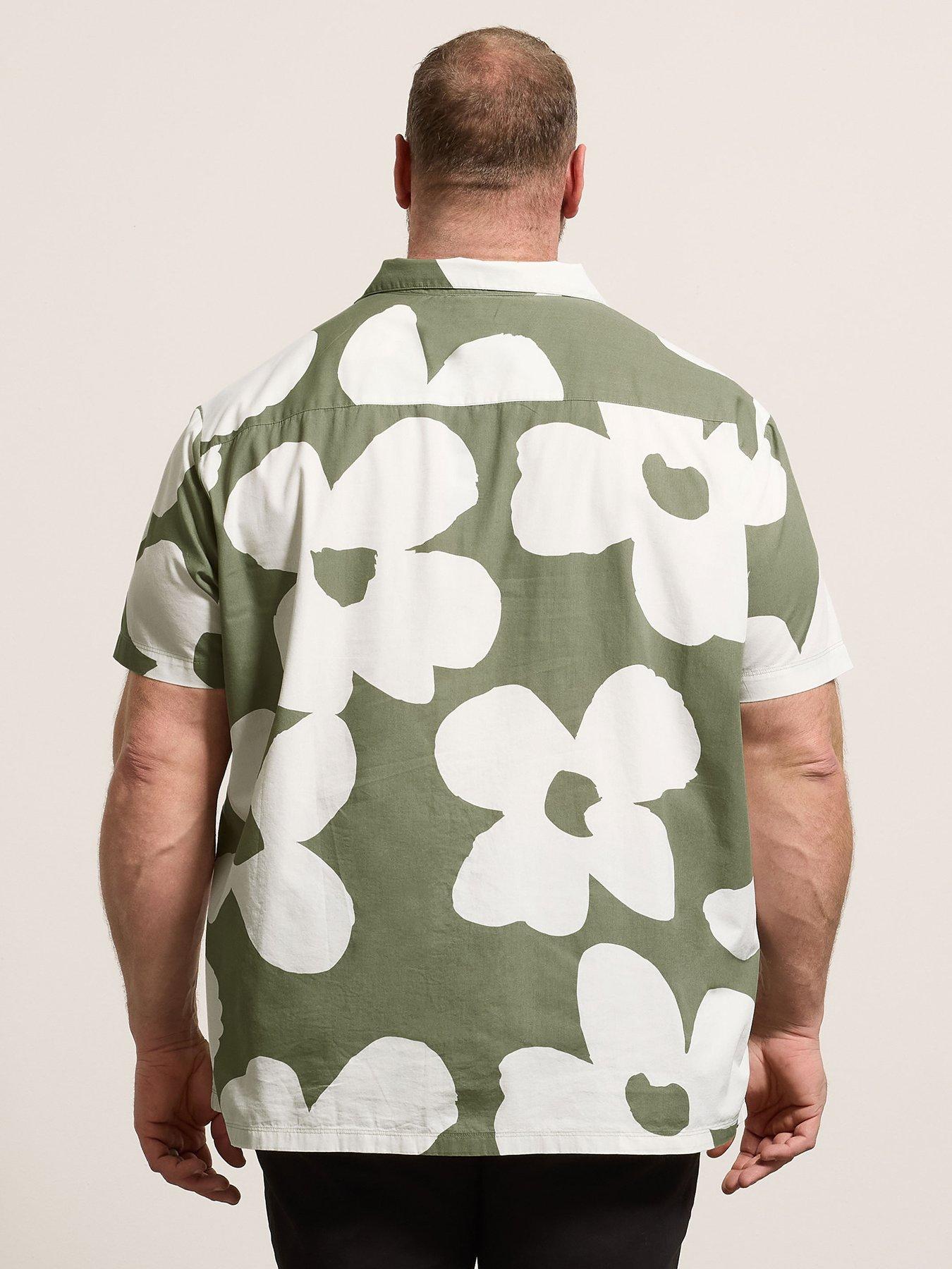 Image 2 of 4 of BadRhino Floral Poplin Short Sleeve Shirt - Green