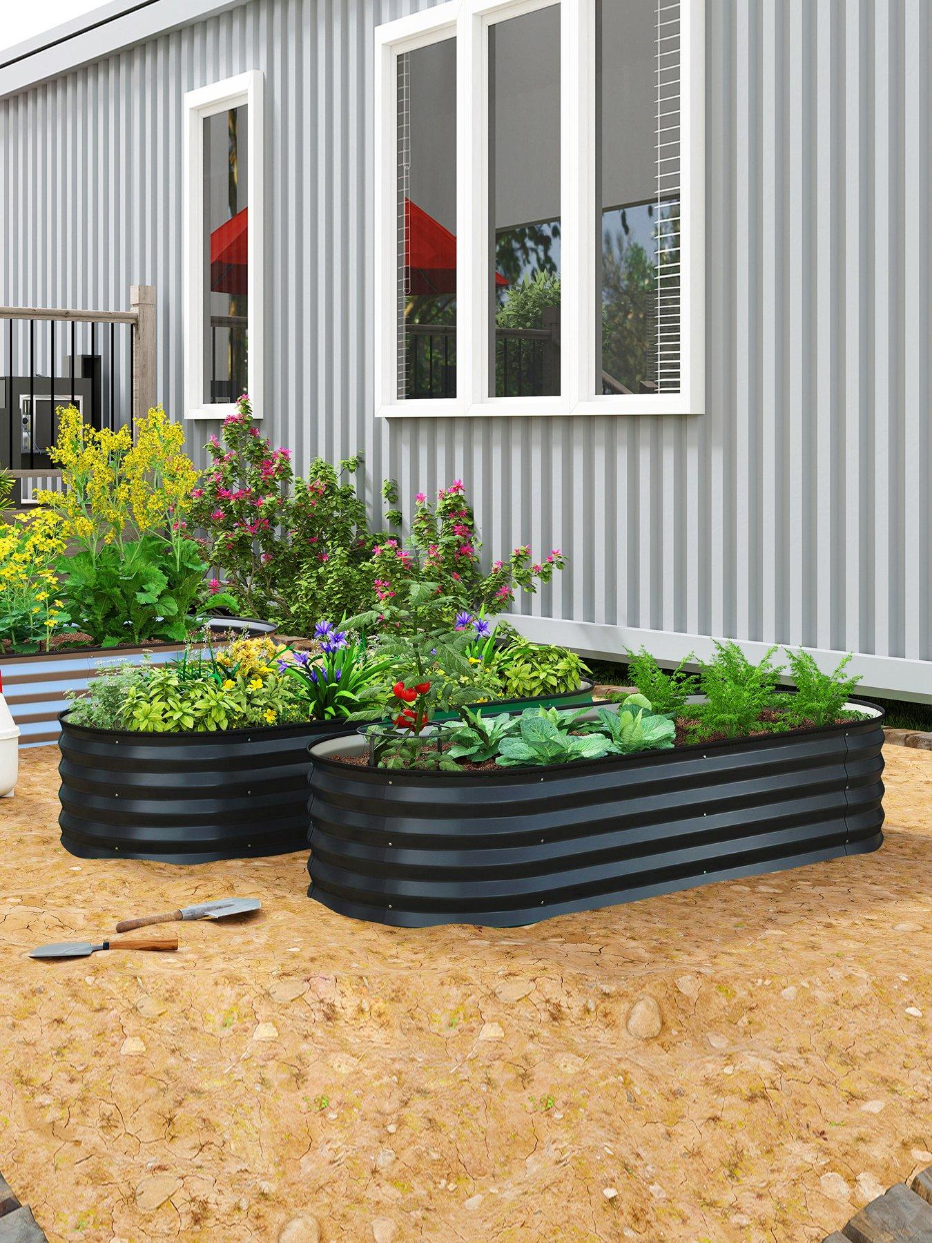 OutSunny Set Of 2 Garden Beds 150W X 60D X 30H Cm - Brown