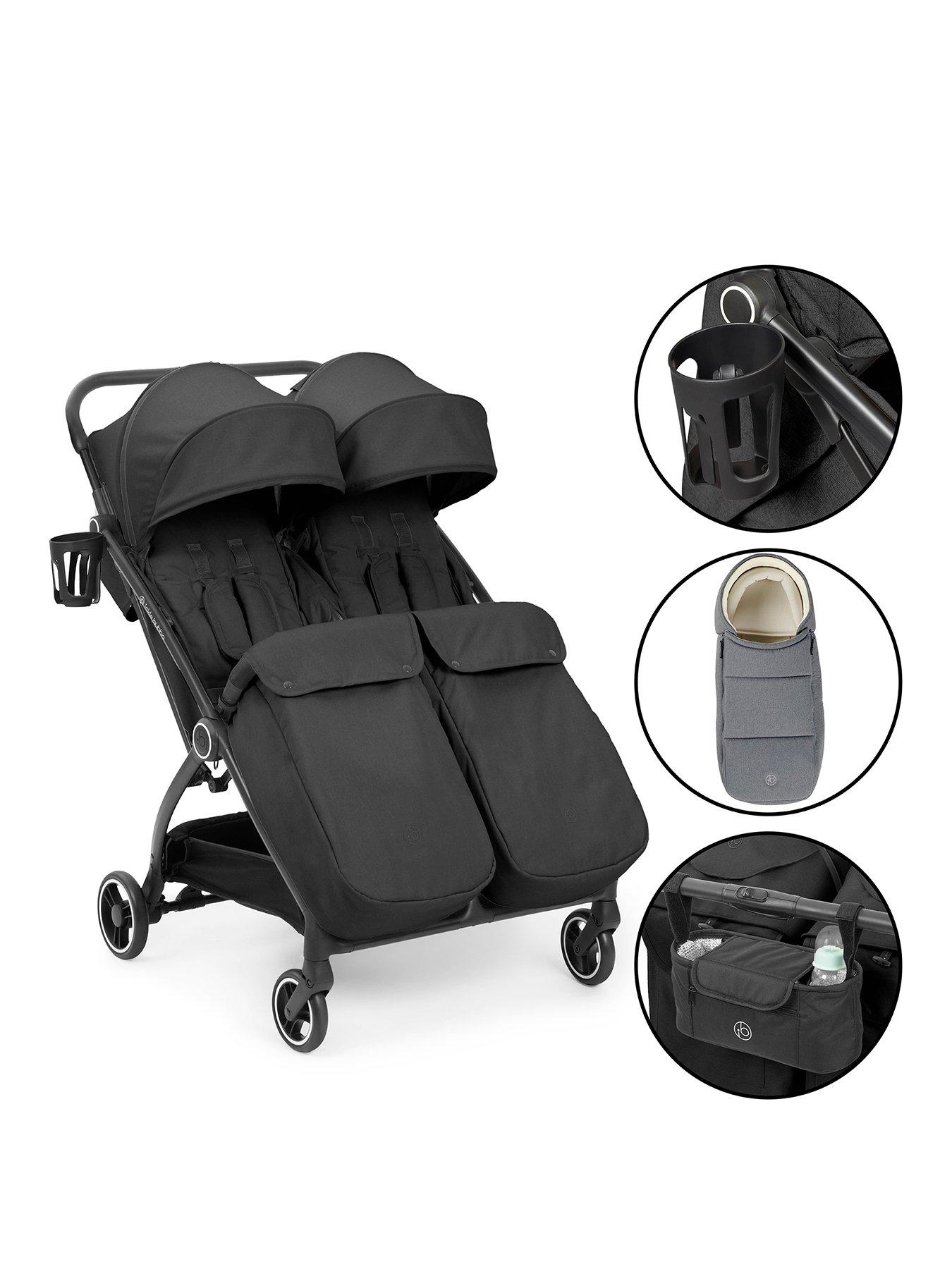 Image 1 of 8 of Ickle Bubba Aries Double Prime Autofold Stroller - Graphite Grey