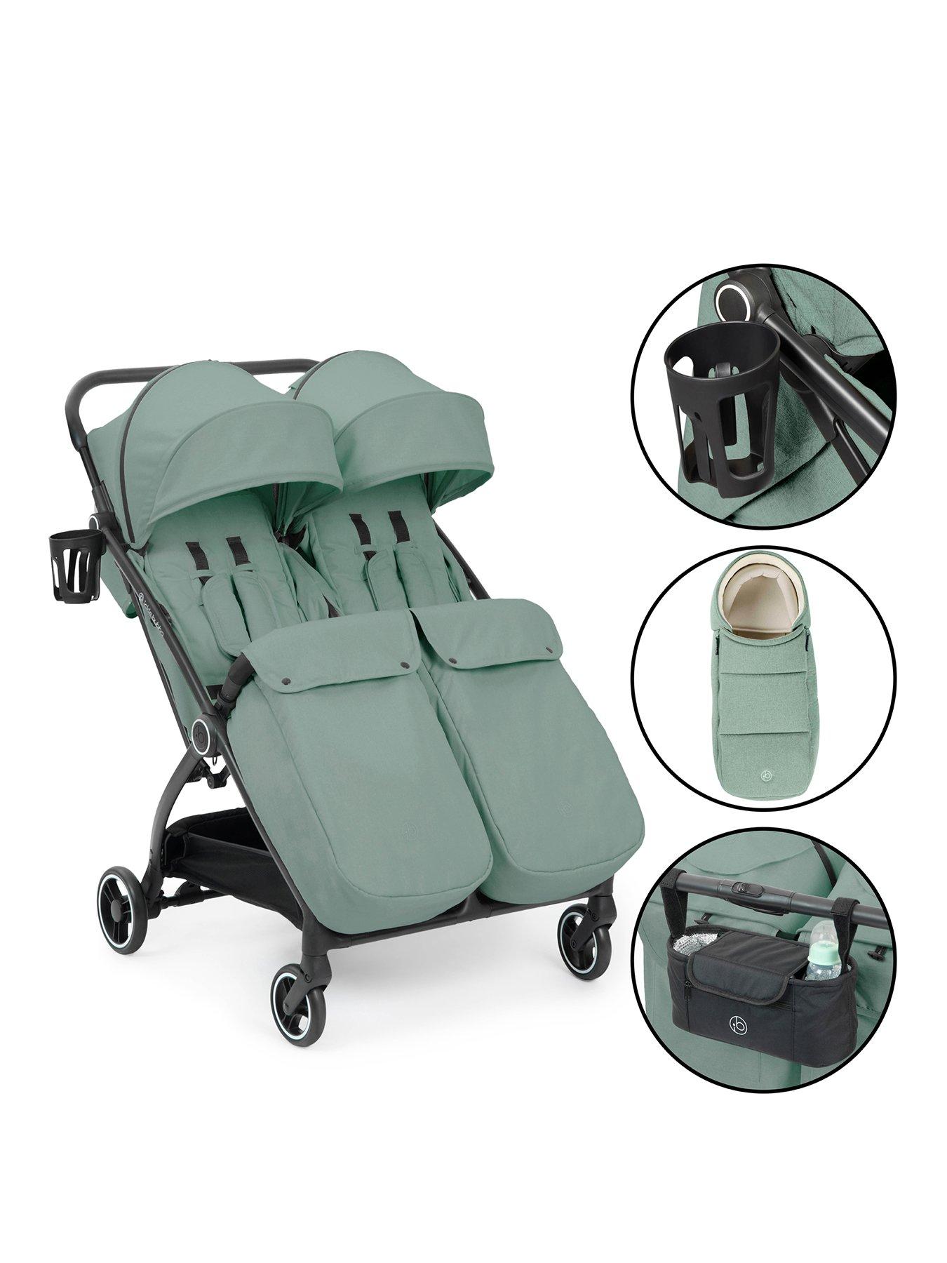Image 1 of 8 of Ickle Bubba Aries Double Prime Autofold Stroller - Sage Green