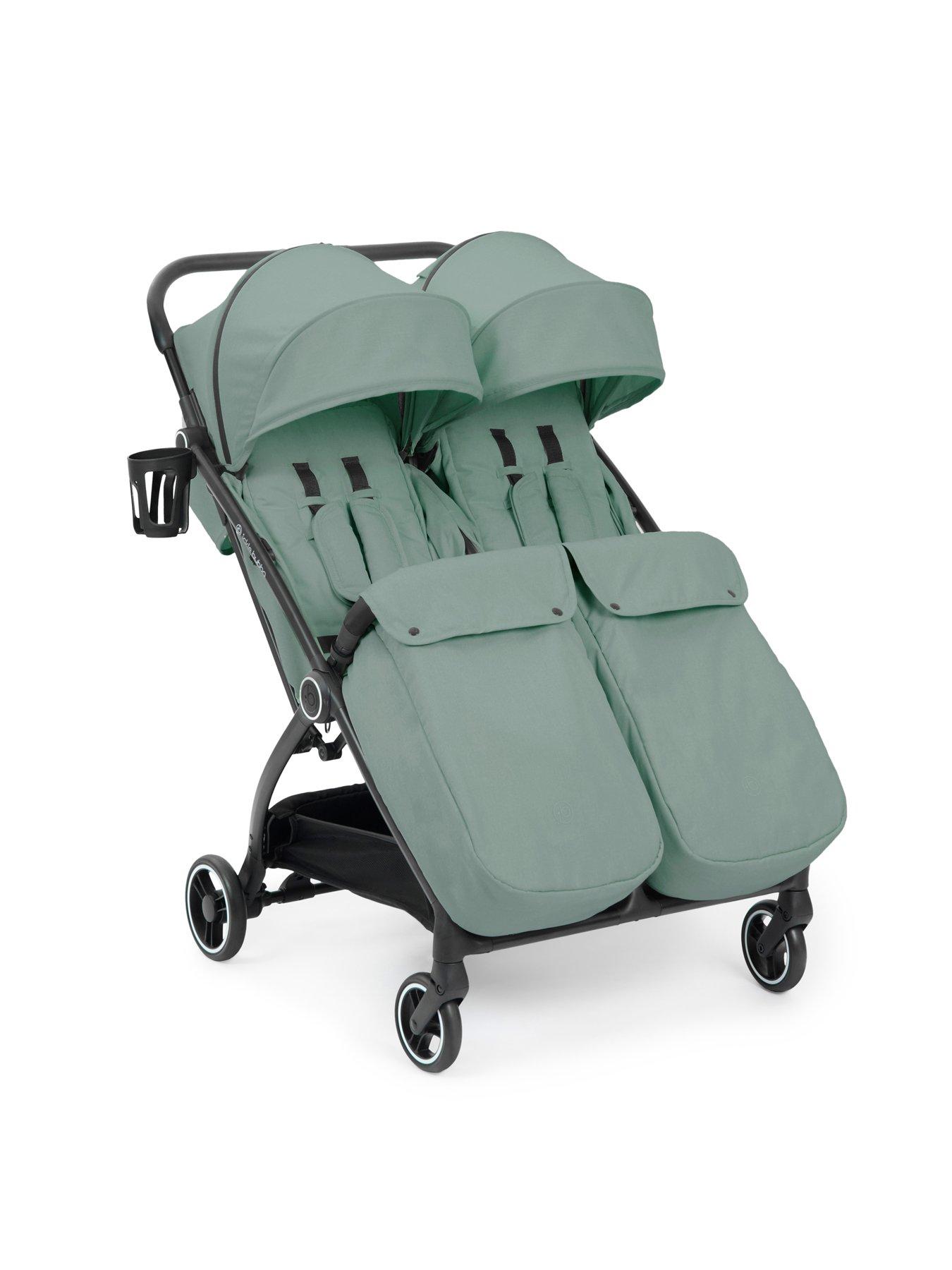 Image 3 of 8 of Ickle Bubba Aries Double Prime Autofold Stroller - Sage Green