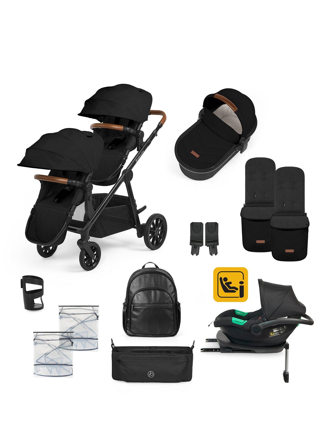 Ickle Bubba VIRGO GROWING FAMILY 14 PIECE TRAVEL SYSTEM WITH I-SIZE CIRRUS CAR SEAT  &  ISOFIX BASE - Black / Black / Tan
