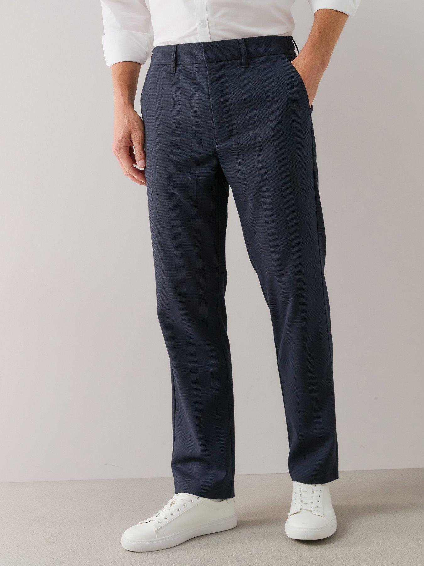 The Very Collection Check Detail Slim Fit Formal Trouser - Navy