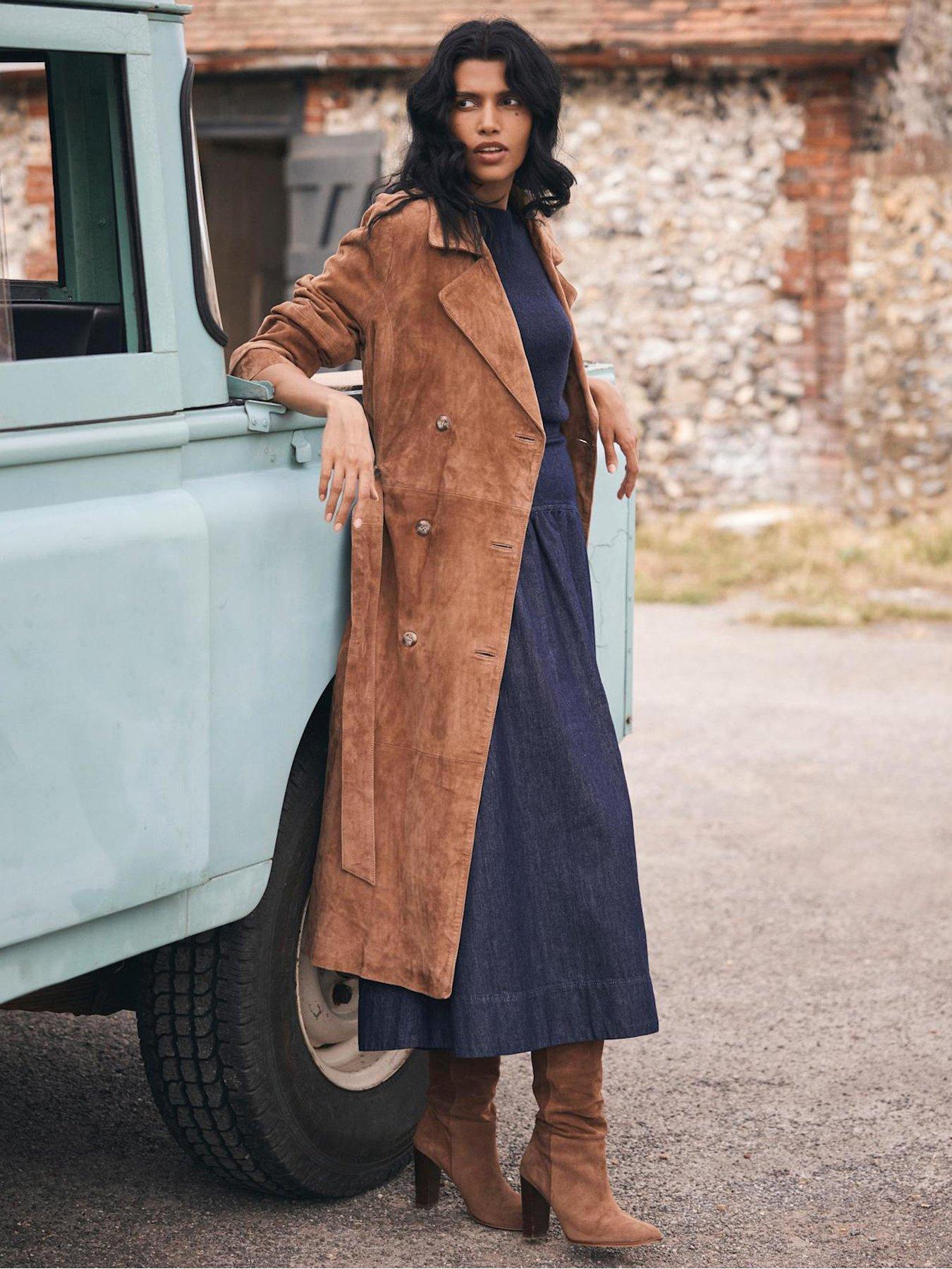 Mint Velvet Suede Trench Coat - Tan