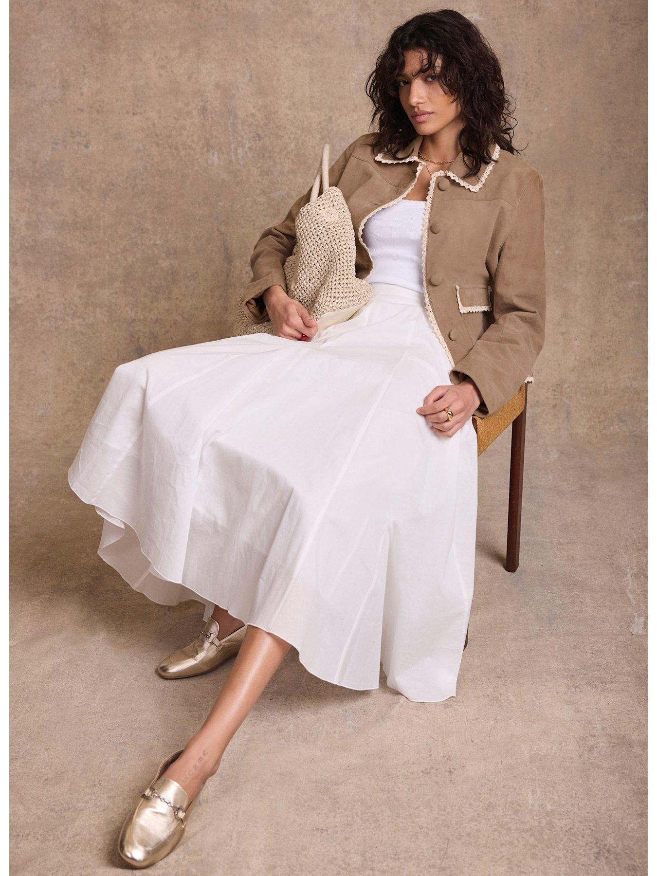 Mint Velvet Sand Suede Lace Trim Jacket - Neutral