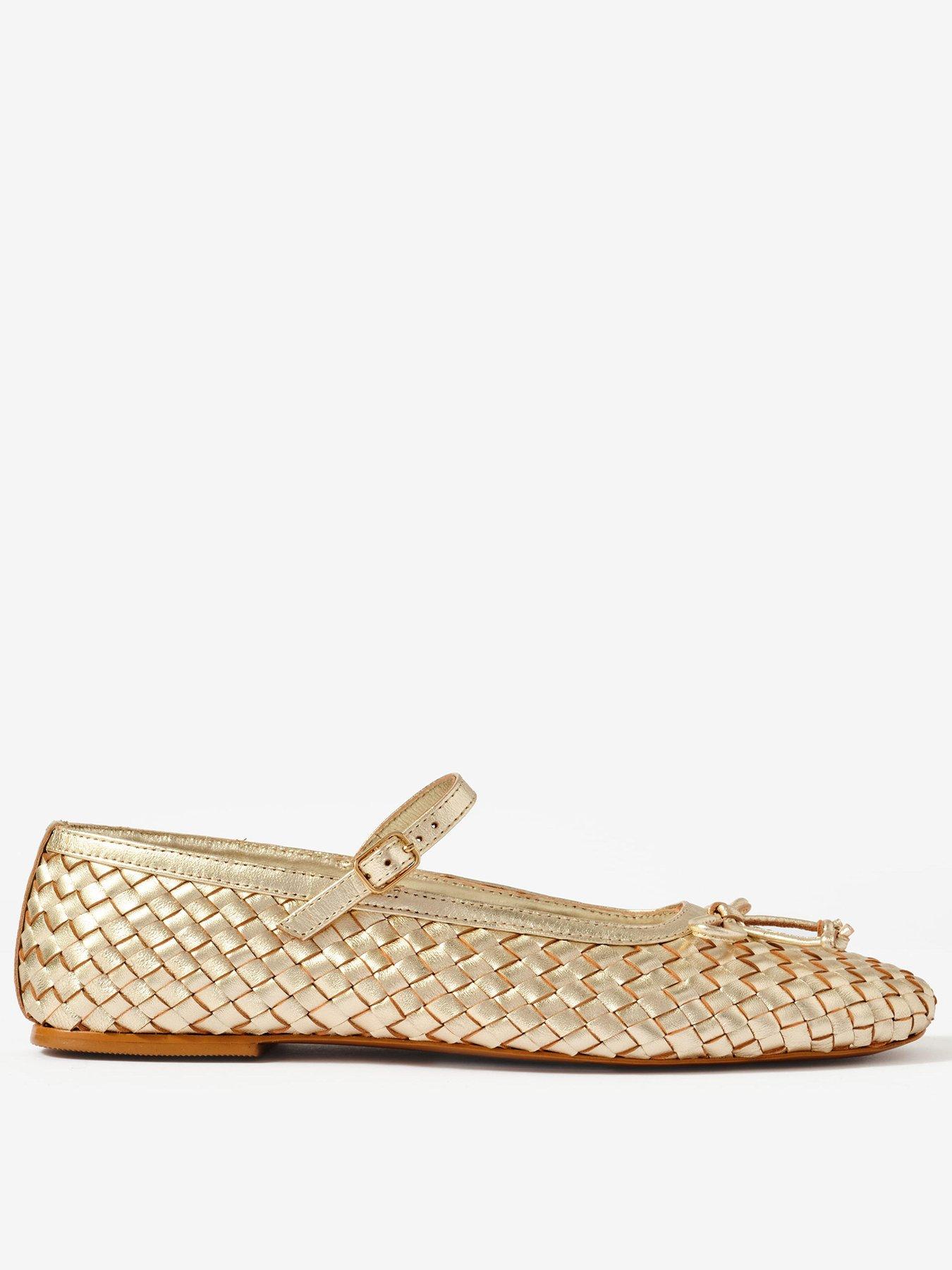 Mint Velvet Charley Leather Woven Pump - Gold