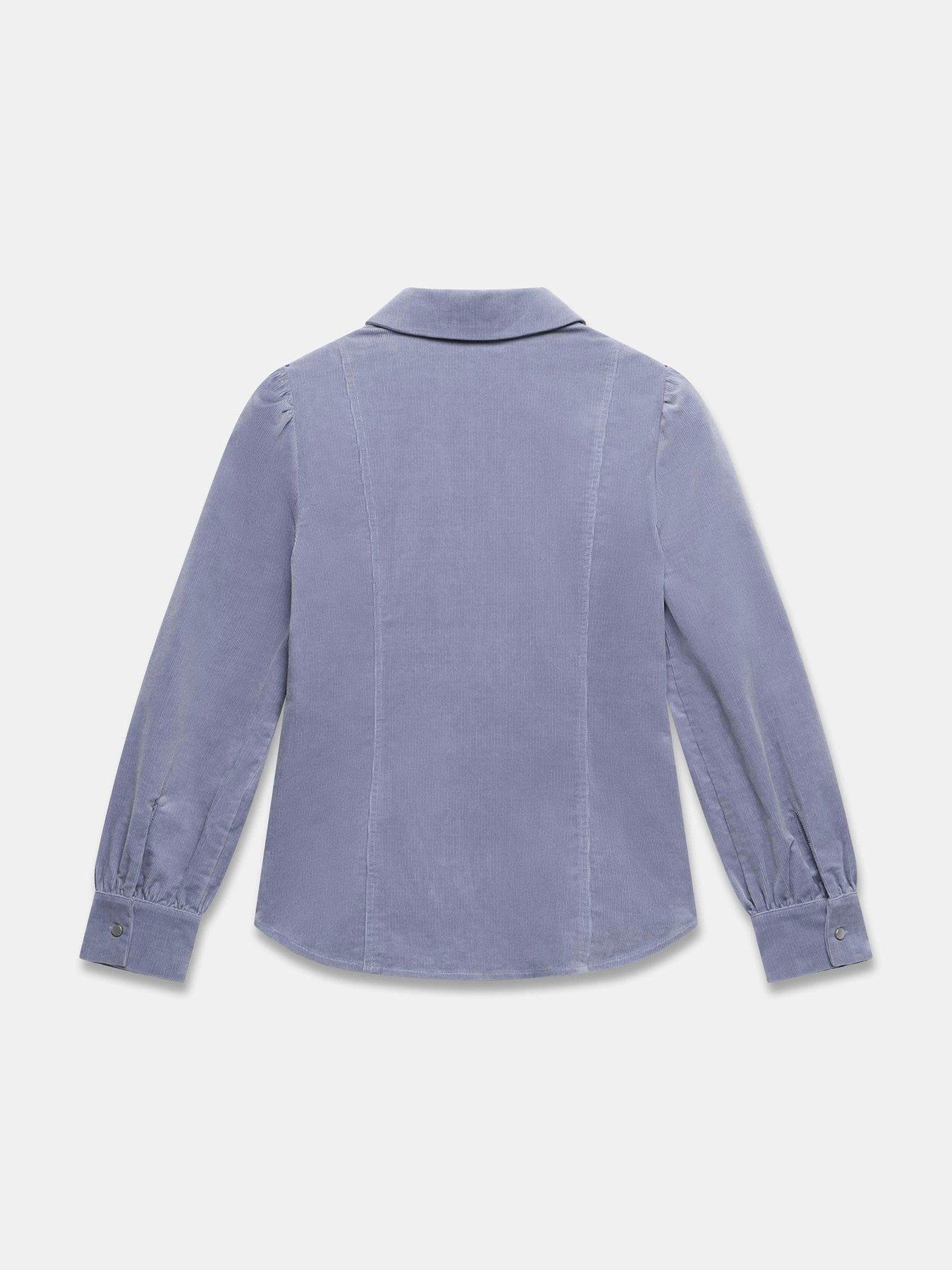 Image 6 of 6 of Mint Velvet Cord Zip Front Shirt - Blue