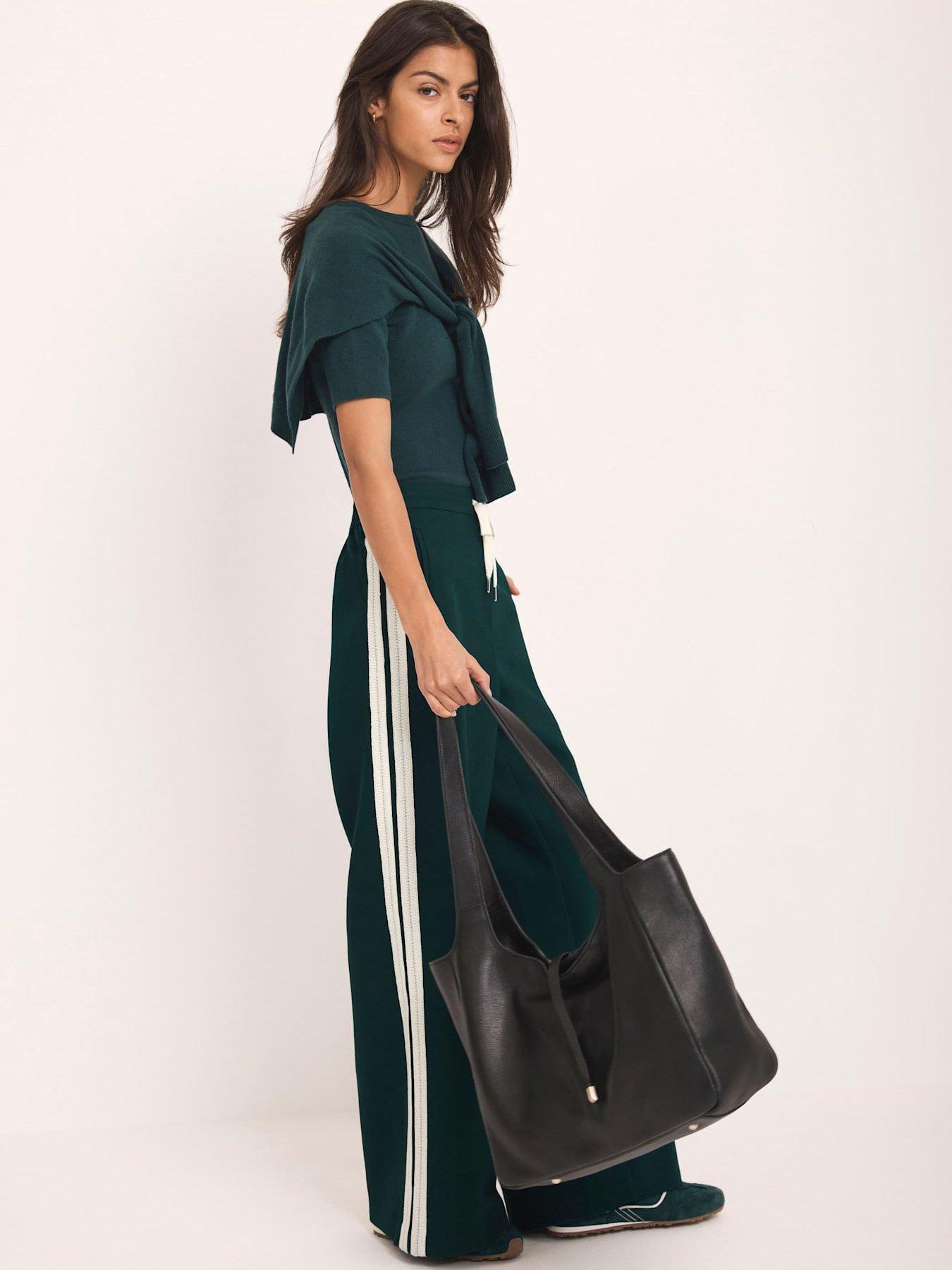Mint Velvet Teal Side Stripe Trousers - Green