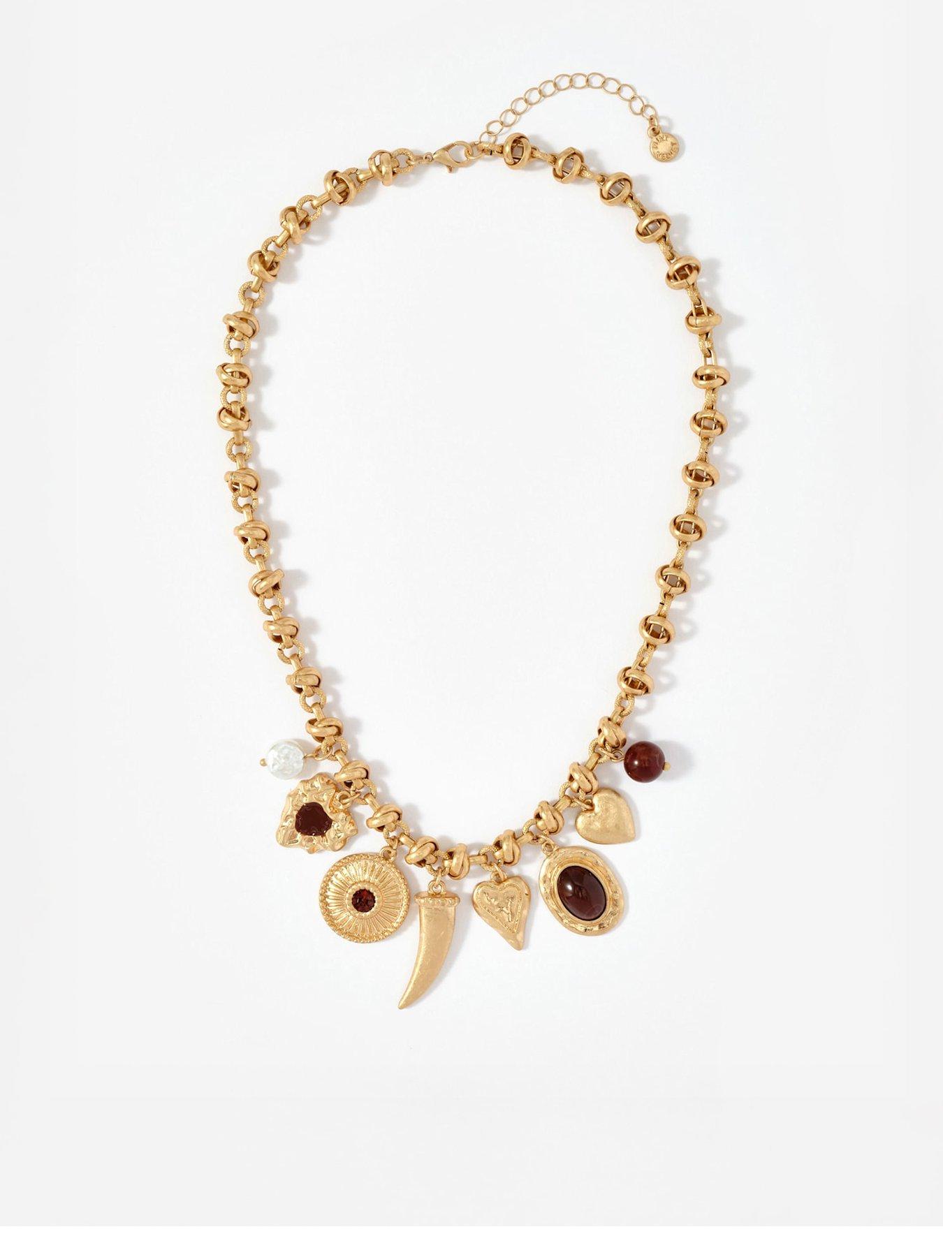 Mint Velvet Gold Tone Statement Charm Necklace - Gold