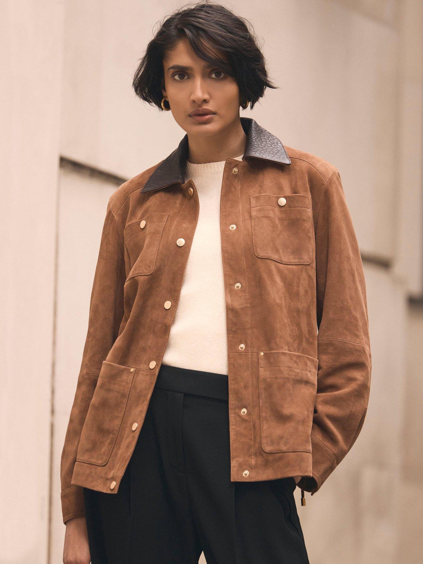 Mint Velvet Cognac Suede Barn Jacket - Brown