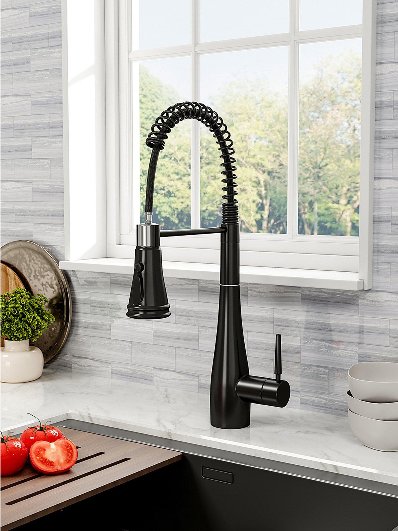 Living and Home Black Pre-rinse Pull-down Swivel Kitchen Faucet