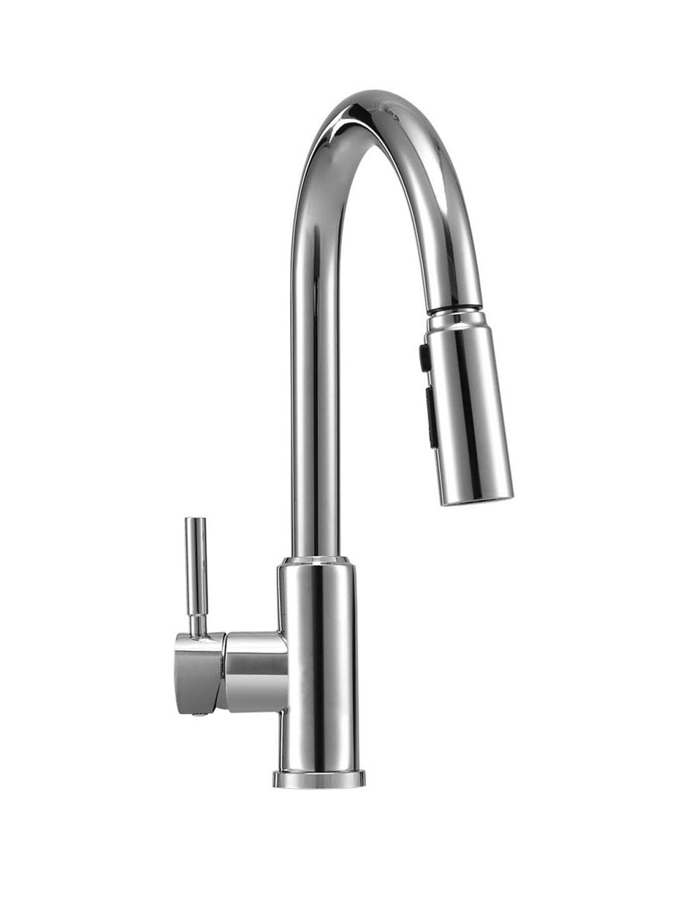 Image 2 of 7 of Living and Home Silver Side Lever Spring Neck Pull Out Kitchen Tap