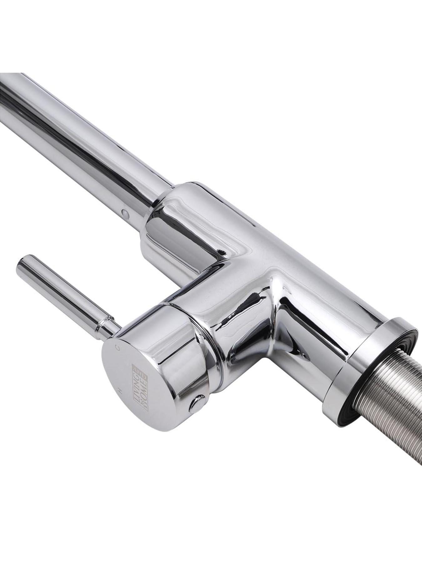 Image 6 of 7 of Living and Home Silver Side Lever Spring Neck Pull Out Kitchen Tap