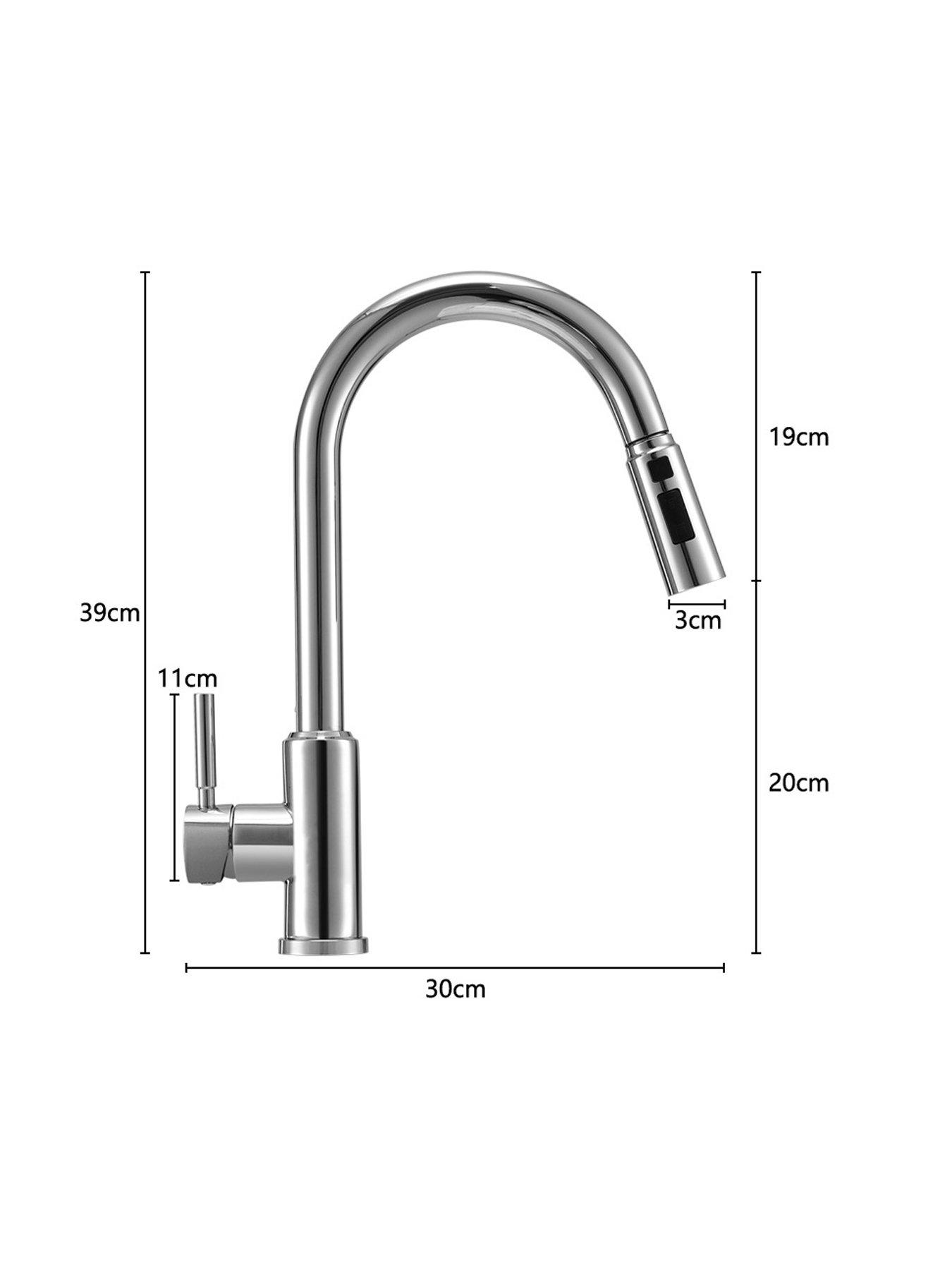 Image 7 of 7 of Living and Home Silver Side Lever Spring Neck Pull Out Kitchen Tap