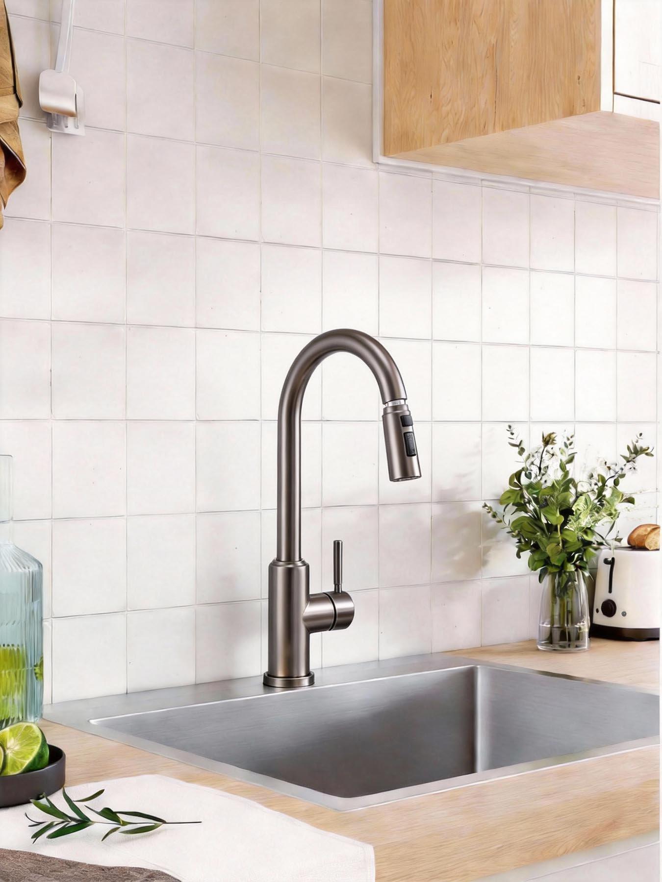 Living and Home Grey Side Lever Spring Neck Pull Out Kitchen Tap | Very
