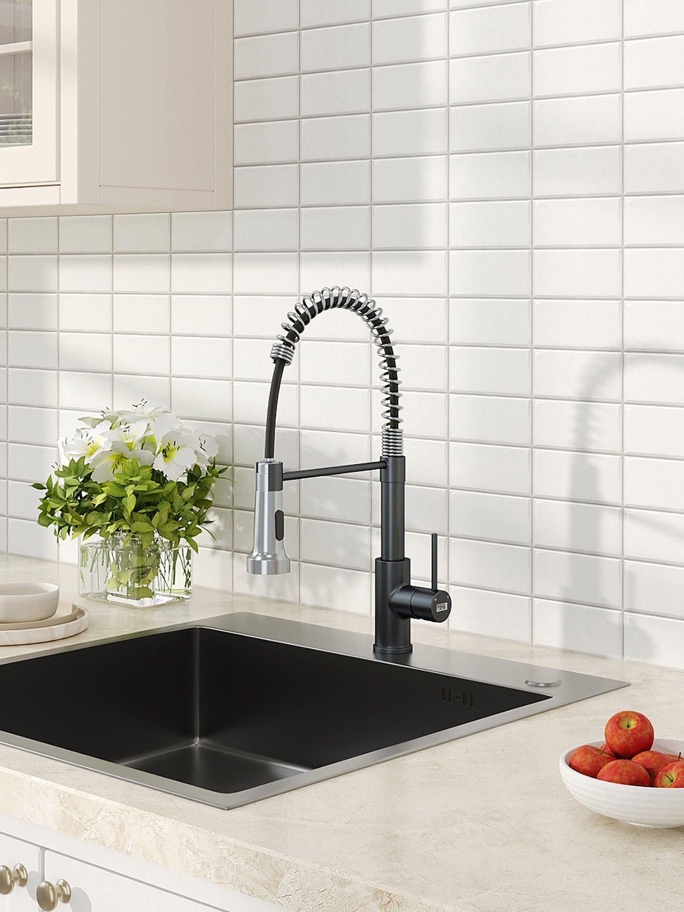 Living and Home Black Chrome Commercial Swivel Pull Out Kitchen Faucet