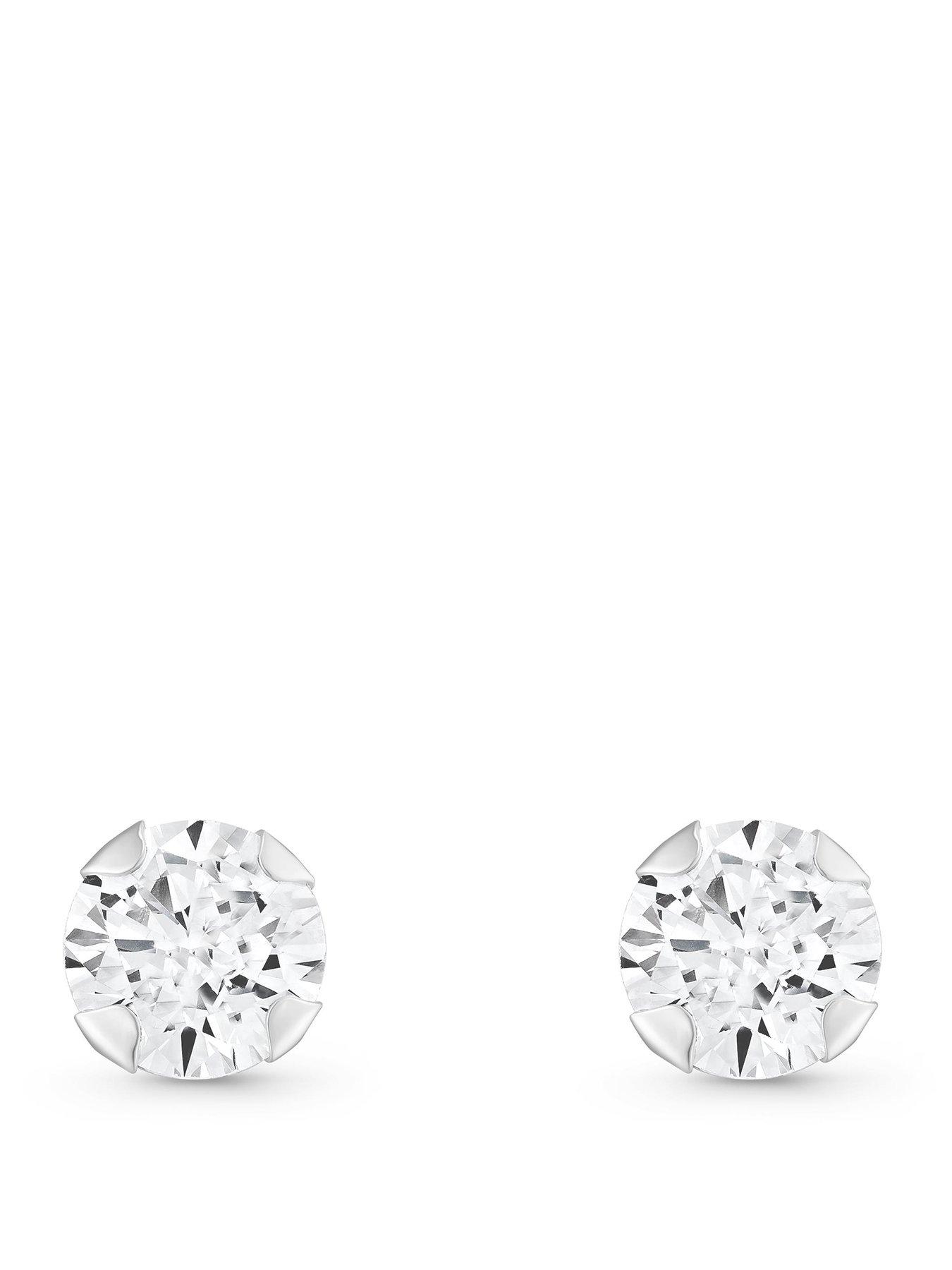 Image 1 of 4 of Beaverbrooks 9Ct White Cubic Zirconia Stud Earrings - Gold