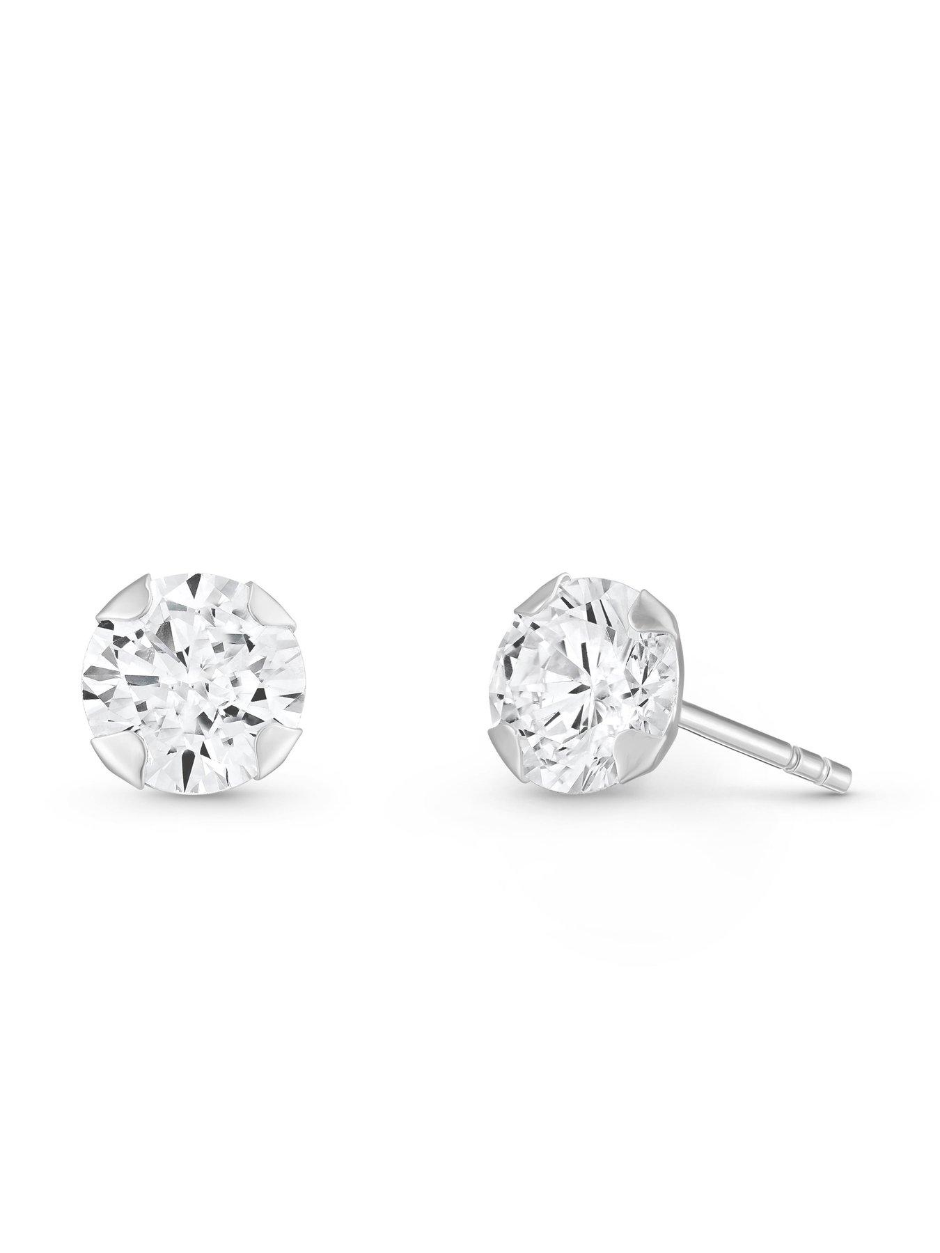 Image 2 of 4 of Beaverbrooks 9Ct White Cubic Zirconia Stud Earrings - Gold