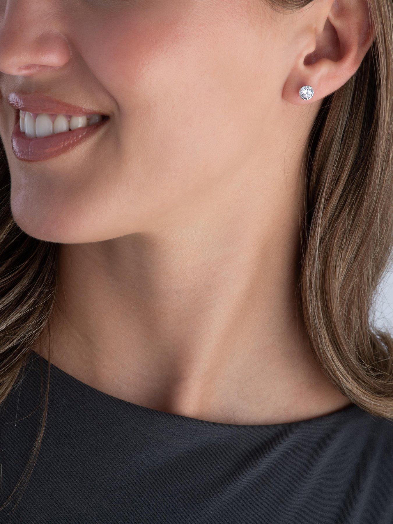 Image 4 of 4 of Beaverbrooks 9Ct White Cubic Zirconia Stud Earrings - Gold