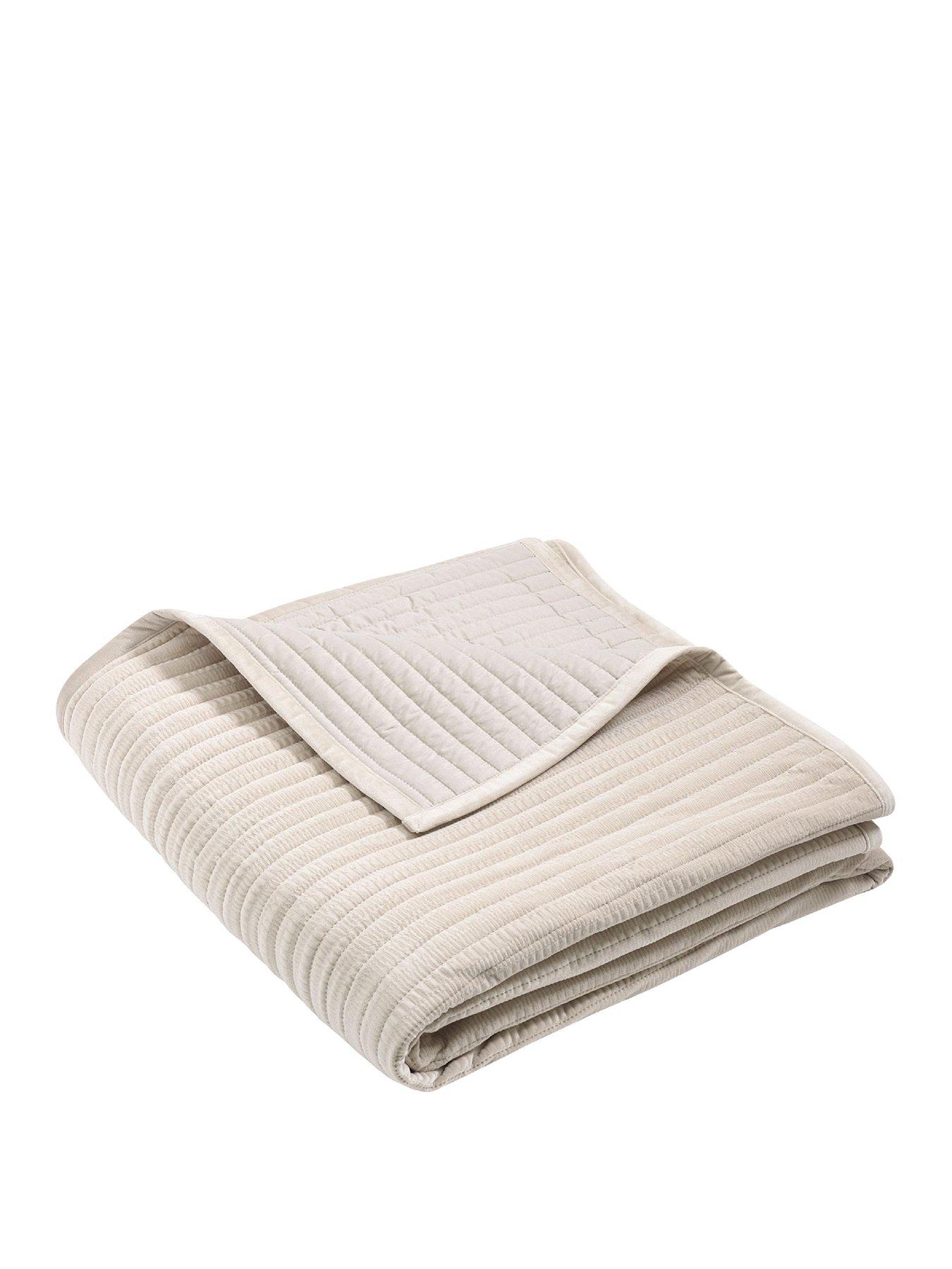 Image 2 of 3 of Catherine Lansfield Velvet Pinsonic Quilted Bedspread Natural