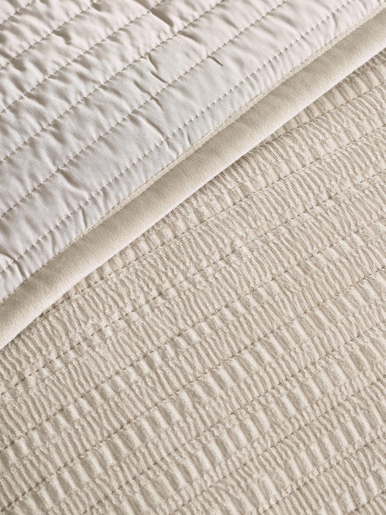 Image 3 of 3 of Catherine Lansfield Velvet Pinsonic Quilted Bedspread Natural