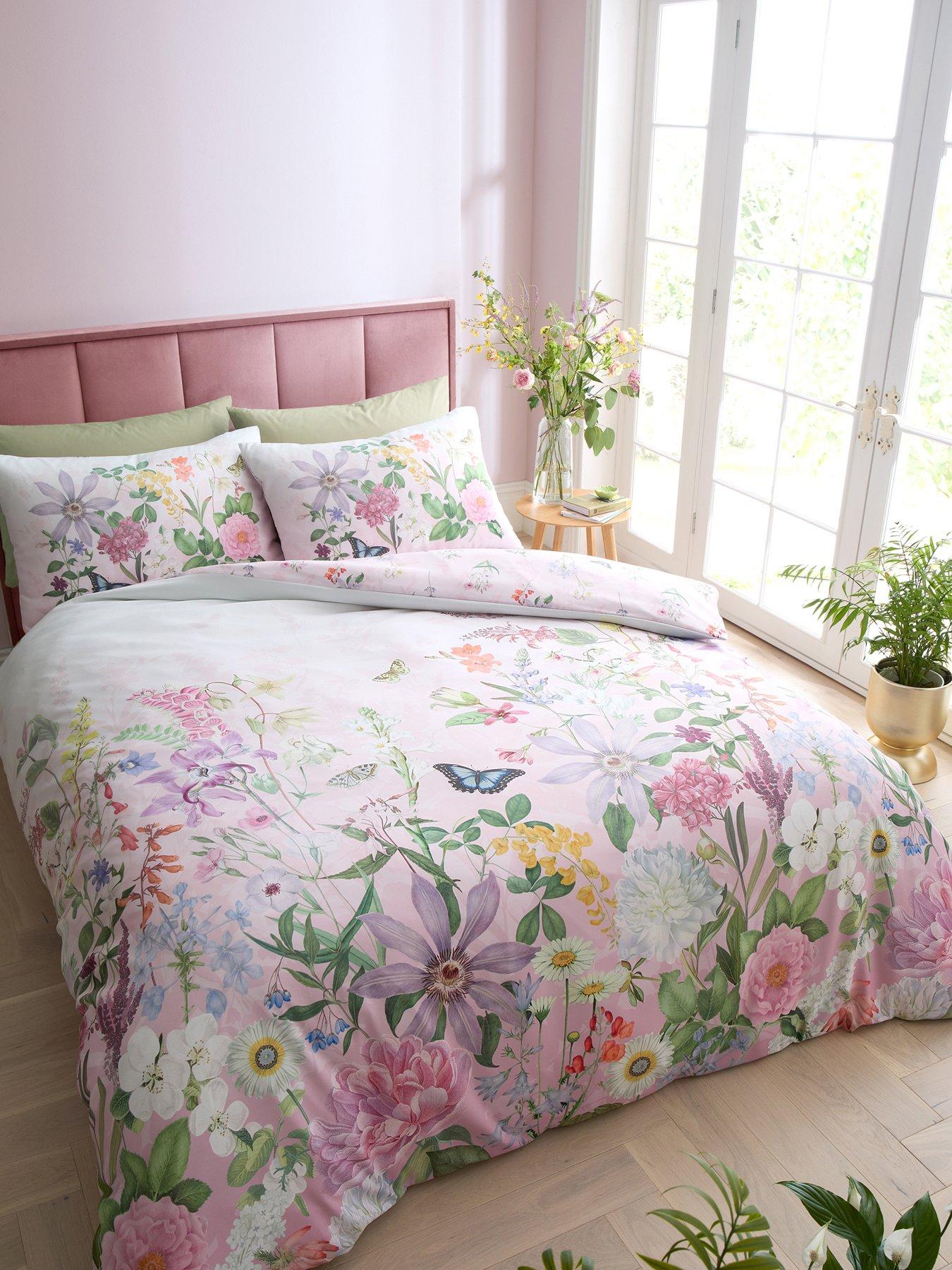 RHS X Catherine Lansfield Enchanted Butterfly Garden So Soft Duvet Cover Set Pink