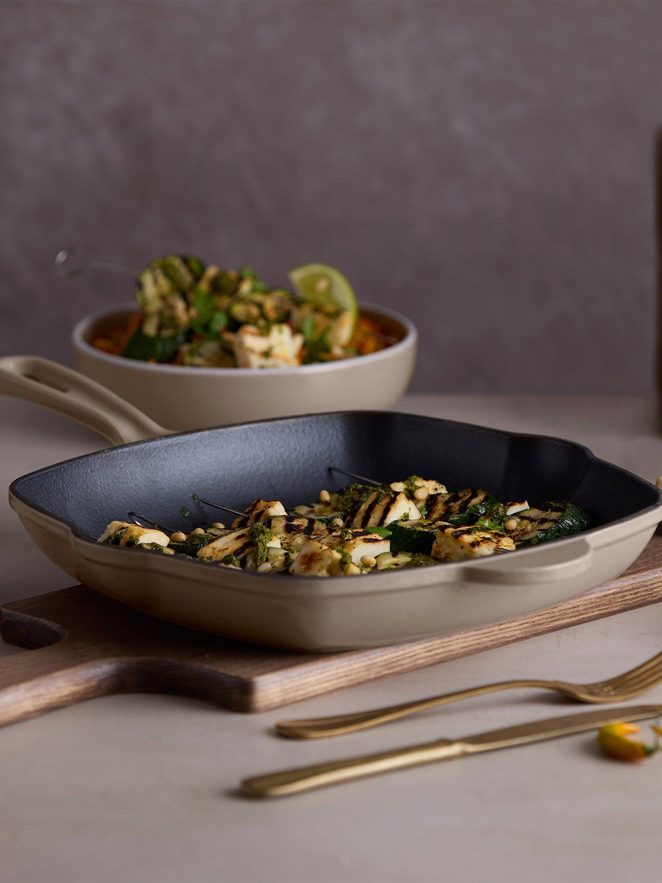 Image 1 of 8 of Barbary & Oak Nattura 28cm Cast Iron Grill Pan With Pour Spouts, Cashmere