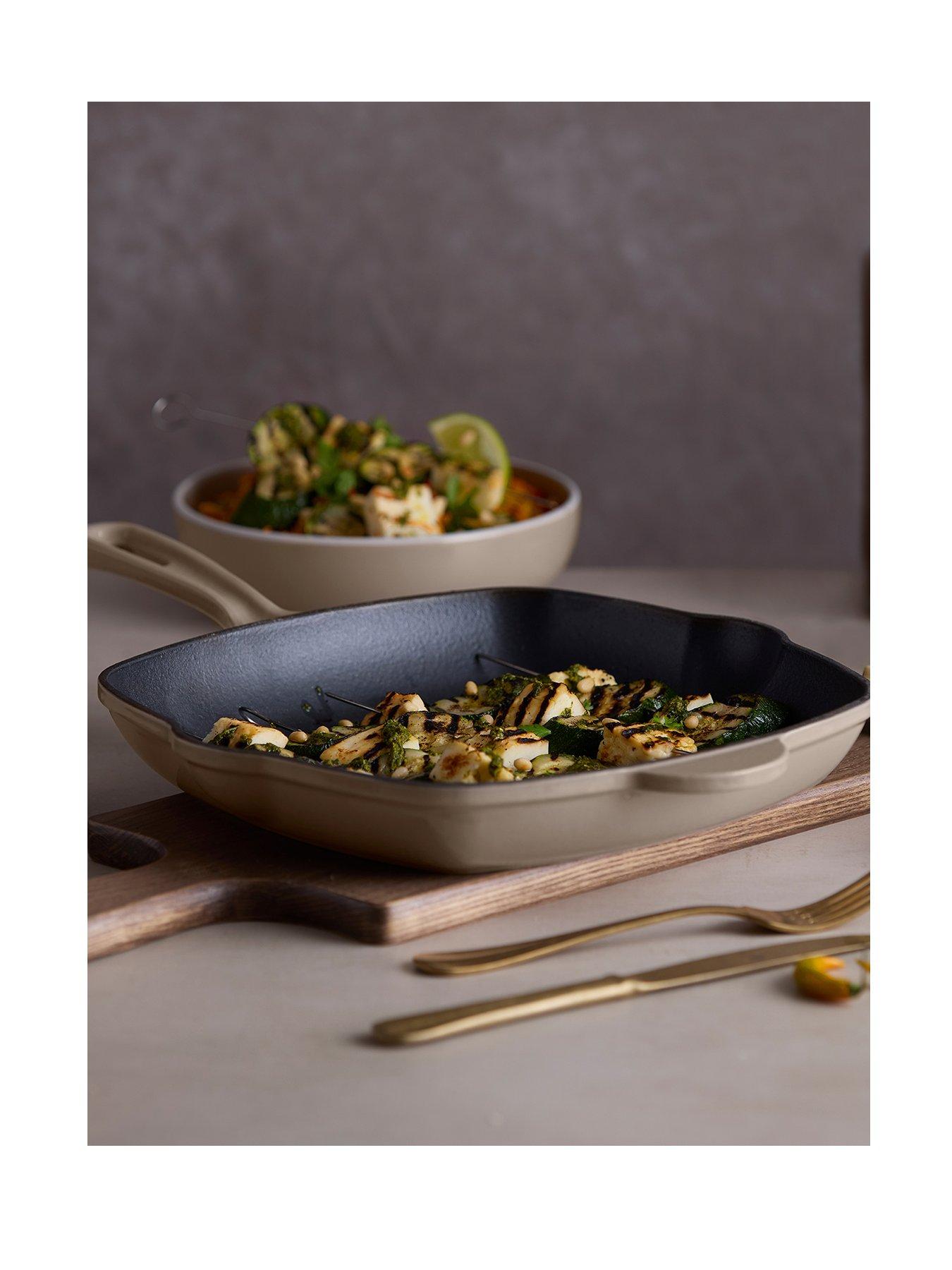 Barbary & Oak Nattura 28cm Cast Iron Grill Pan With Pour Spouts, Cashmere