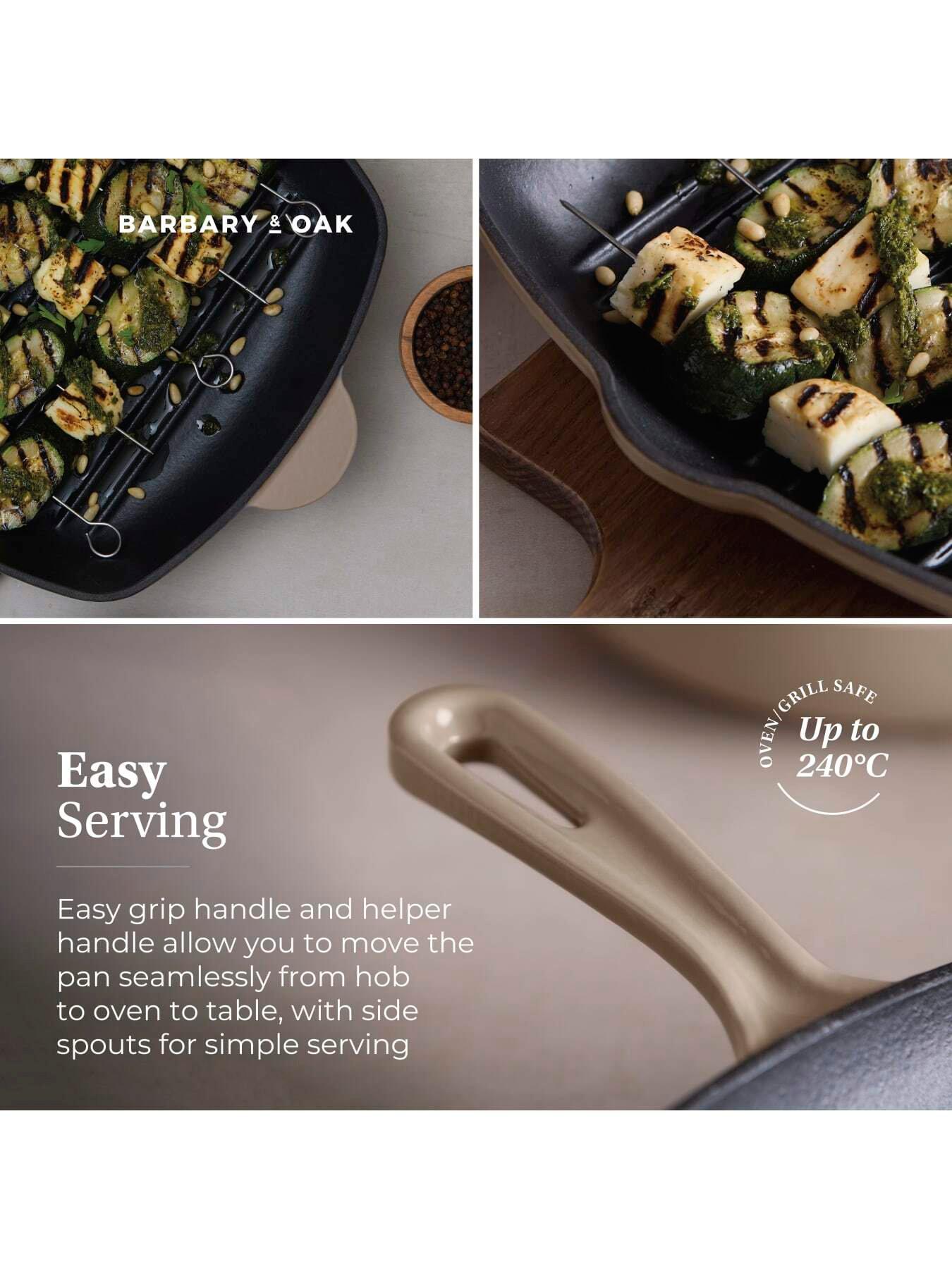 Image 5 of 8 of Barbary & Oak Nattura 28cm Cast Iron Grill Pan With Pour Spouts, Cashmere