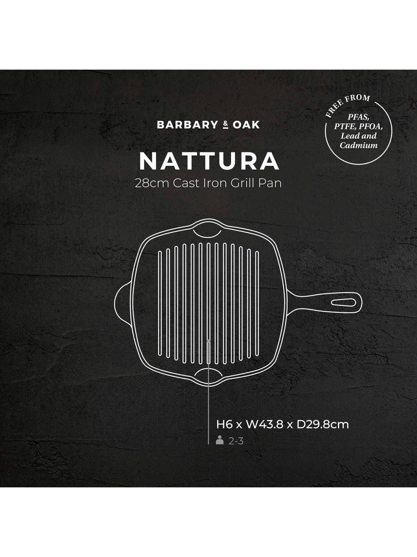 Image 6 of 8 of Barbary & Oak Nattura 28cm Cast Iron Grill Pan With Pour Spouts, Agave