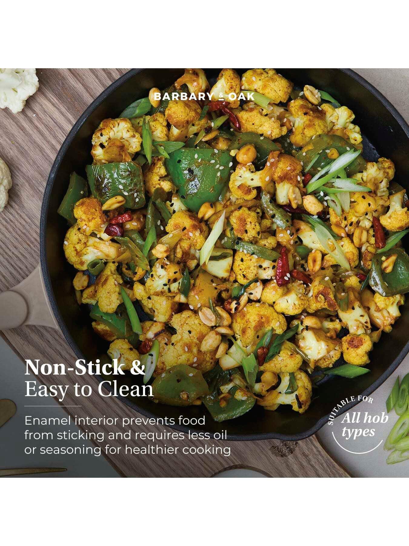 Image 4 of 8 of Barbary & Oak Nattura 26cm Cast Iron Round Pan With Dual Side Spouts, Cashmere