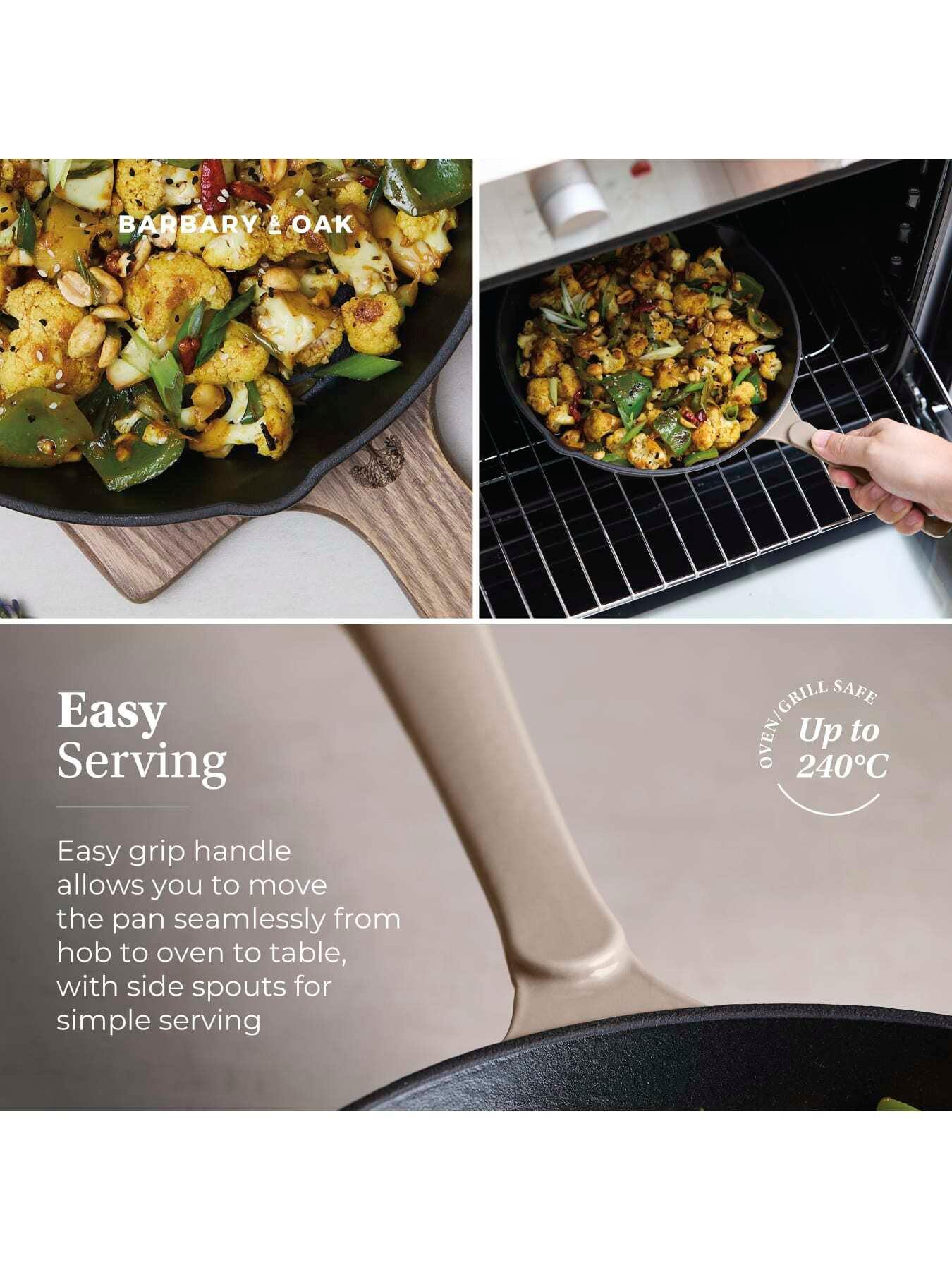 Image 5 of 8 of Barbary & Oak Nattura 26cm Cast Iron Round Pan With Dual Side Spouts, Cashmere