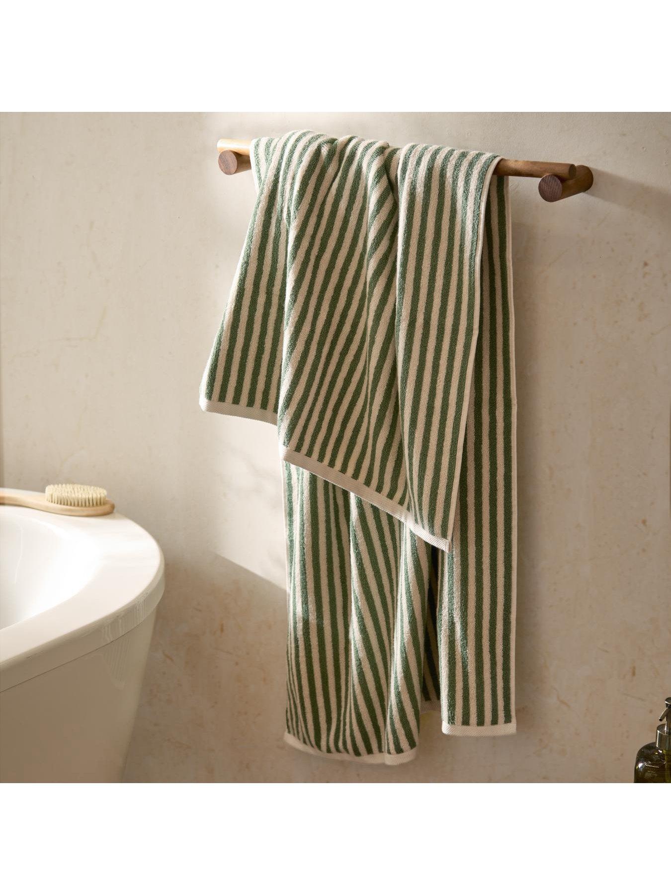 Image 4 of 6 of Yard Hebden Stripe Towel Collection Forest