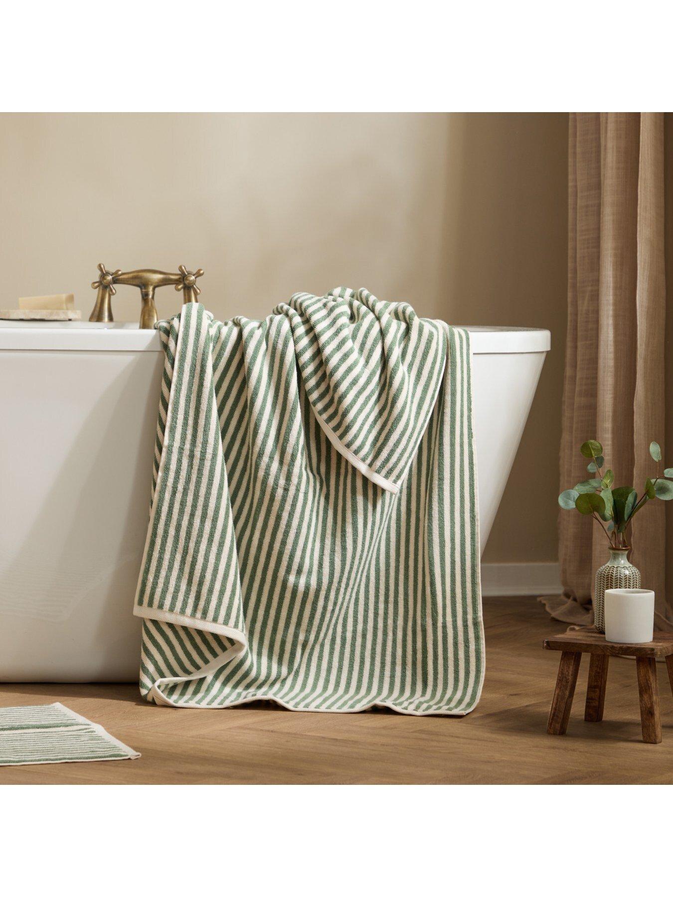 Image 6 of 6 of Yard Hebden Stripe Towel Collection Forest