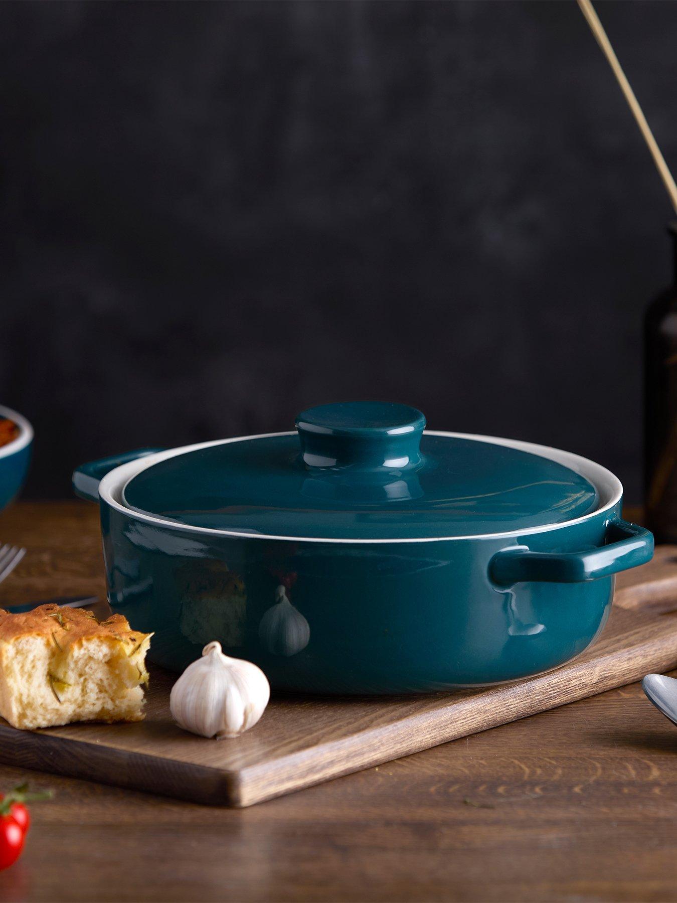 Barbary & Oak Nattura 23.5cm Shallow Casserole, Easy Grip Handles, Agave