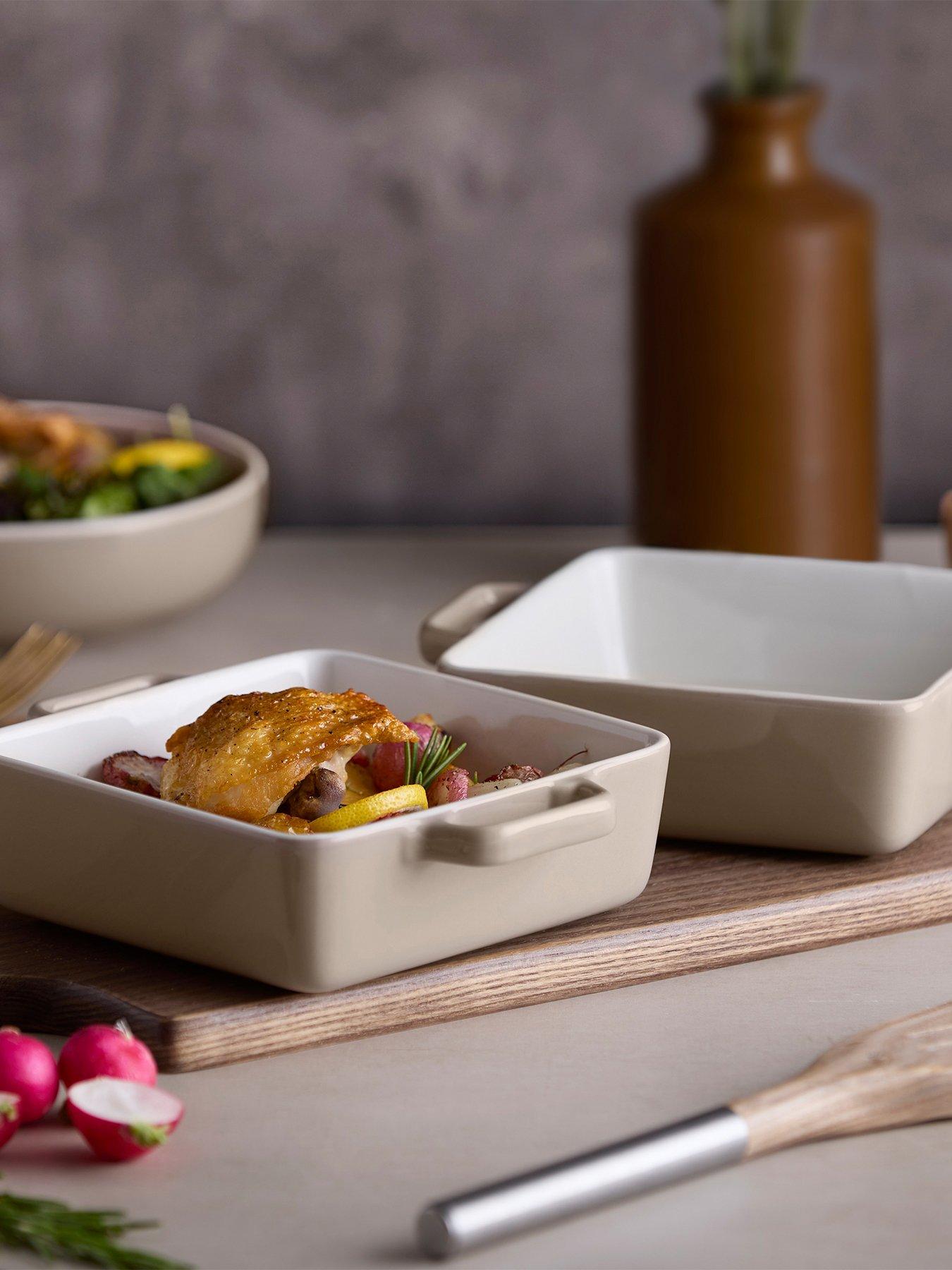 Barbary & Oak Nattura Set Of Two 20.5cm Square Baking Dishes, Cashmere