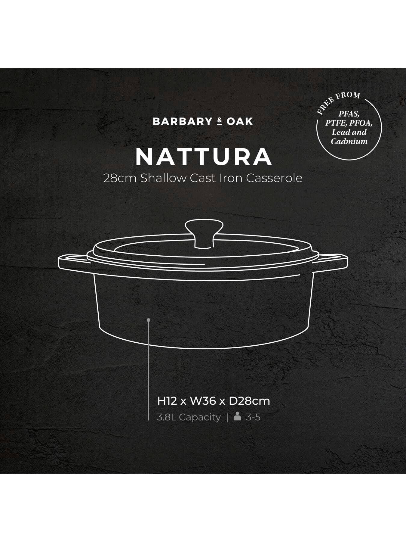 Image 6 of 8 of Barbary & Oak Nattura 28cm Shallow Cast Iron Casserole Pot With Lid, Agave