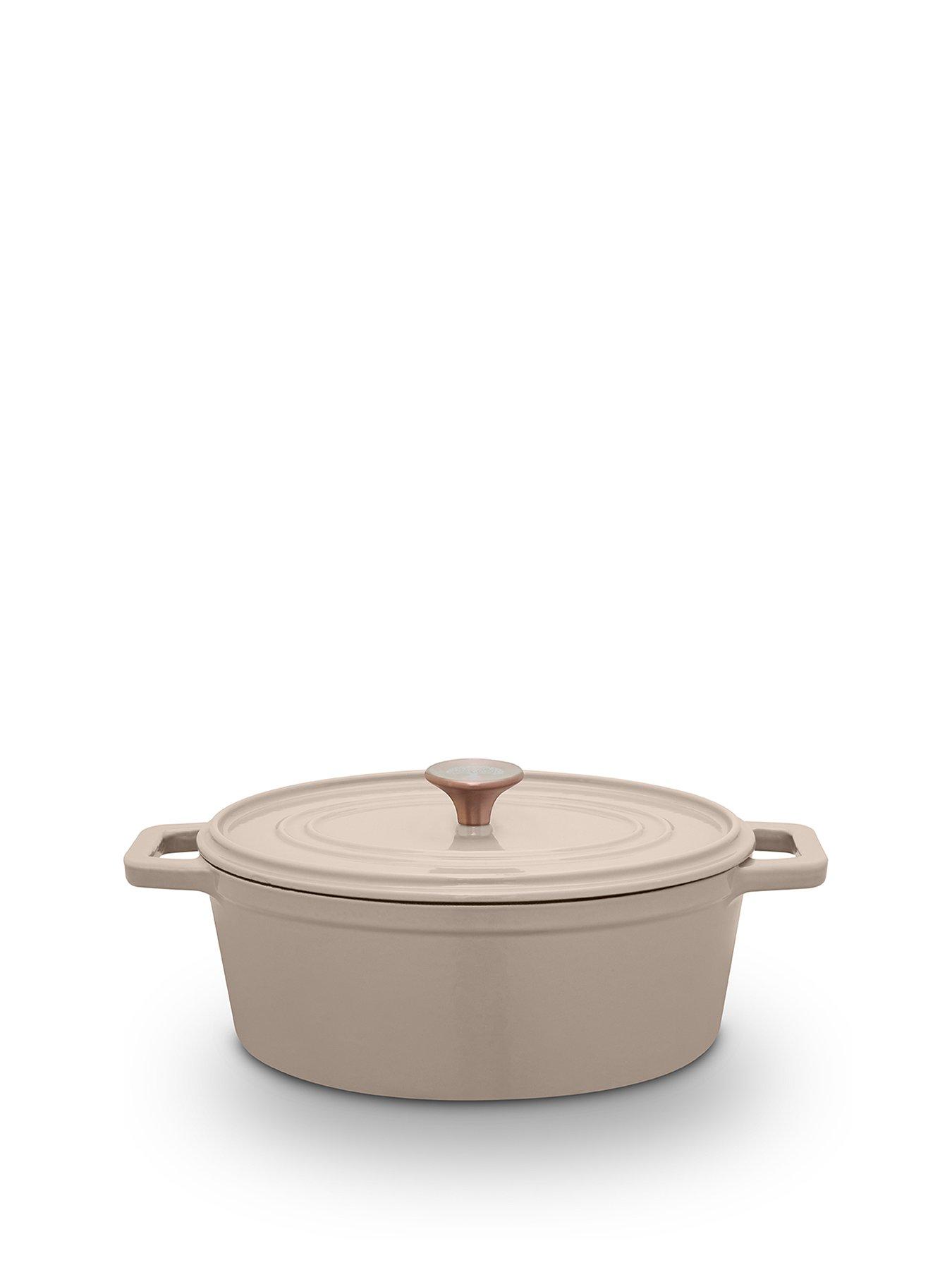 Image 2 of 8 of Barbary & Oak Nattura 29cm Oval Cast Iron Casserole Pot With Lid, Cashmere