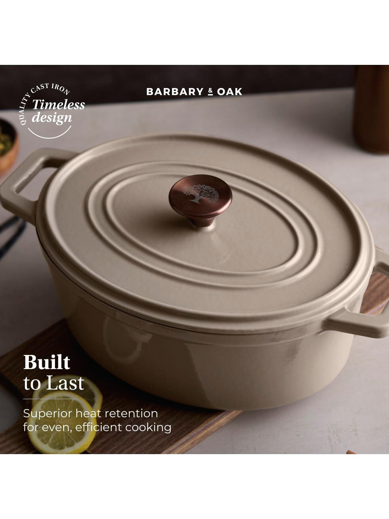 Image 3 of 8 of Barbary & Oak Nattura 29cm Oval Cast Iron Casserole Pot With Lid, Cashmere