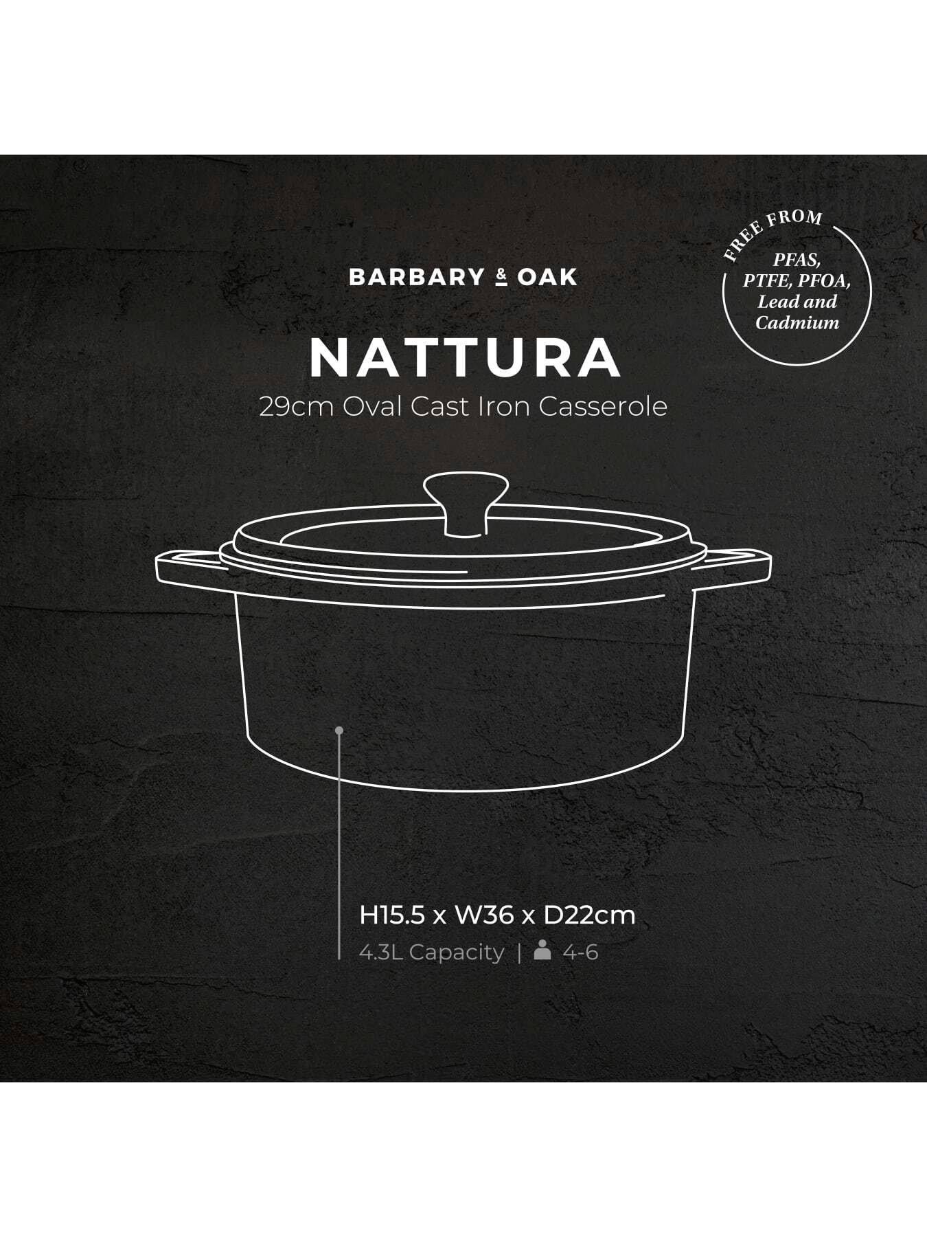 Image 6 of 8 of Barbary & Oak Nattura 29cm Oval Cast Iron Casserole Pot With Lid, Cashmere