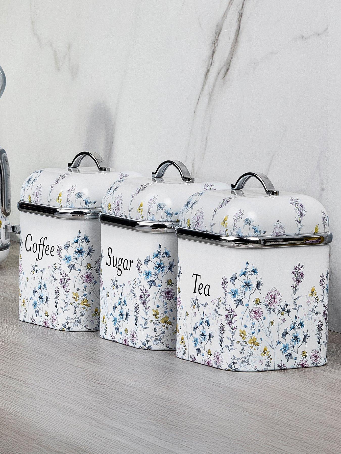 Barbary & Oak Set Of 3 Storage Canisters With Removable Lids, Wild Meadow