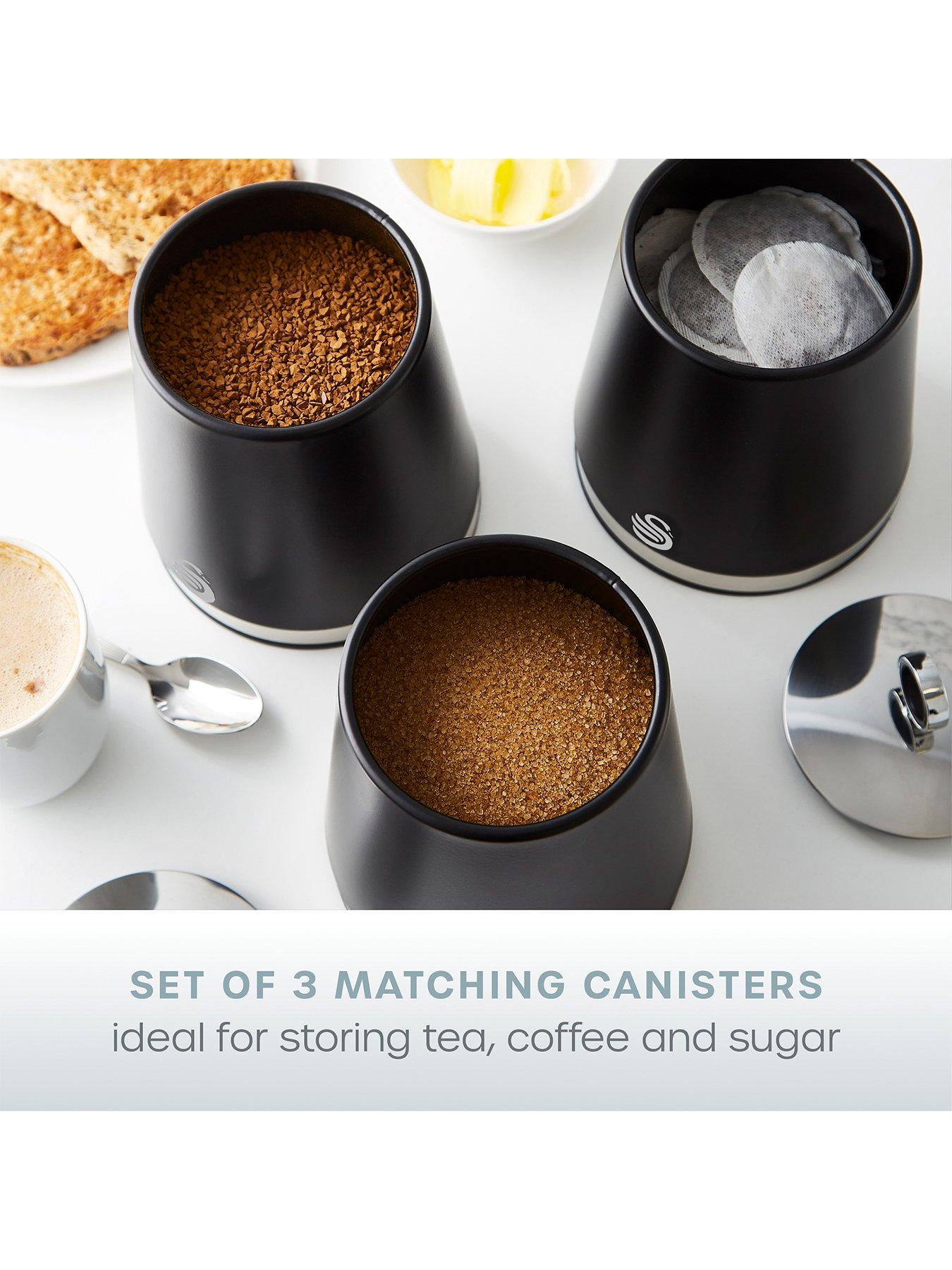 Image 2 of 6 of Swan Serenity 4 Piece Roll Top Bread Bin And Canister Set, Not Slip, Black