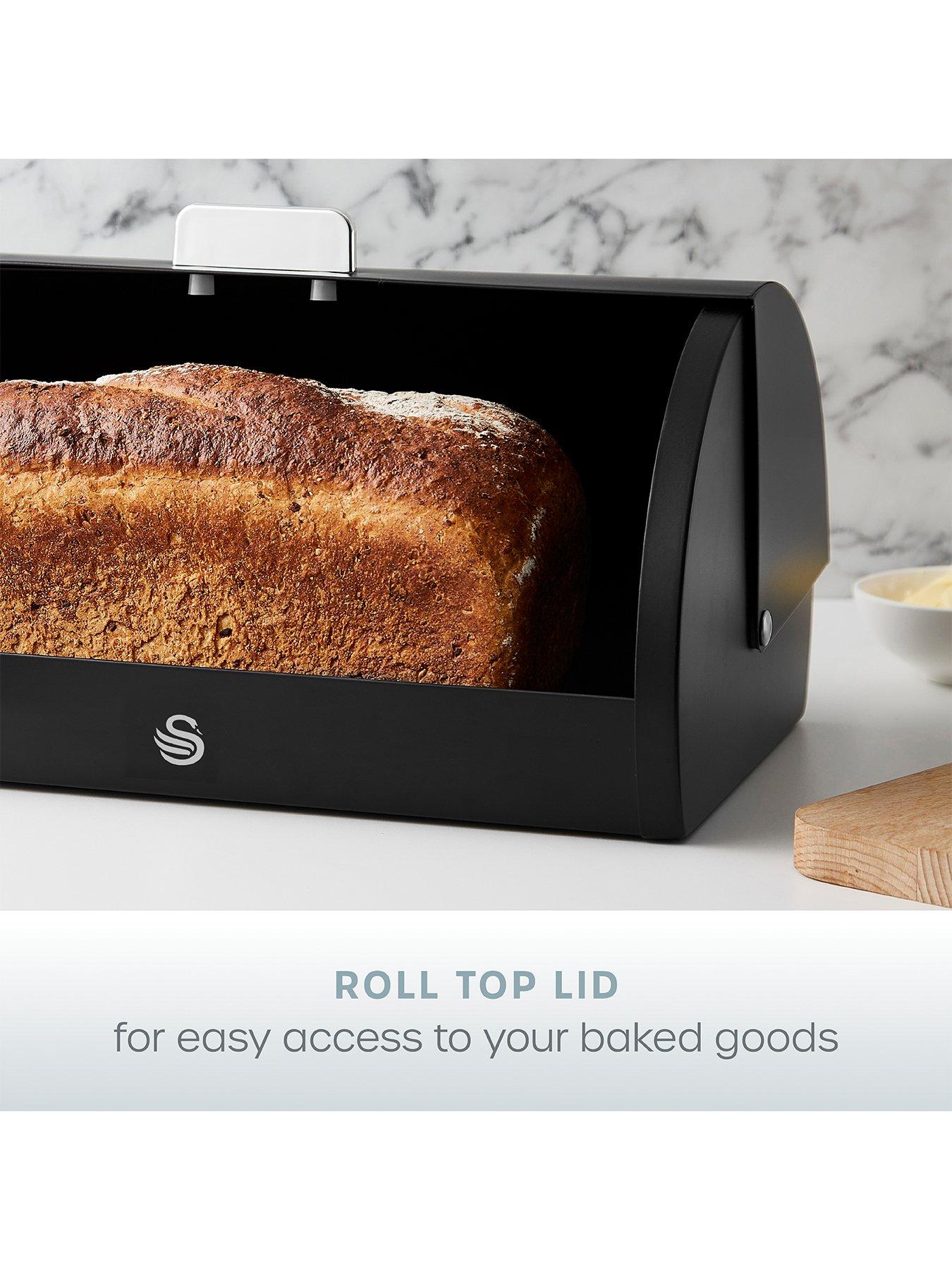 Image 3 of 6 of Swan Serenity 4 Piece Roll Top Bread Bin And Canister Set, Not Slip, Black