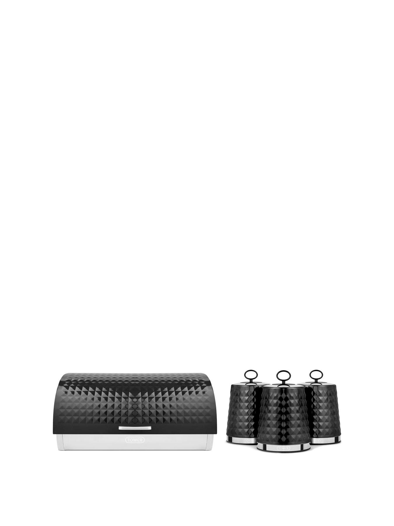 tower-solitaire-4-piece-bread-bin-and-canister-set-black