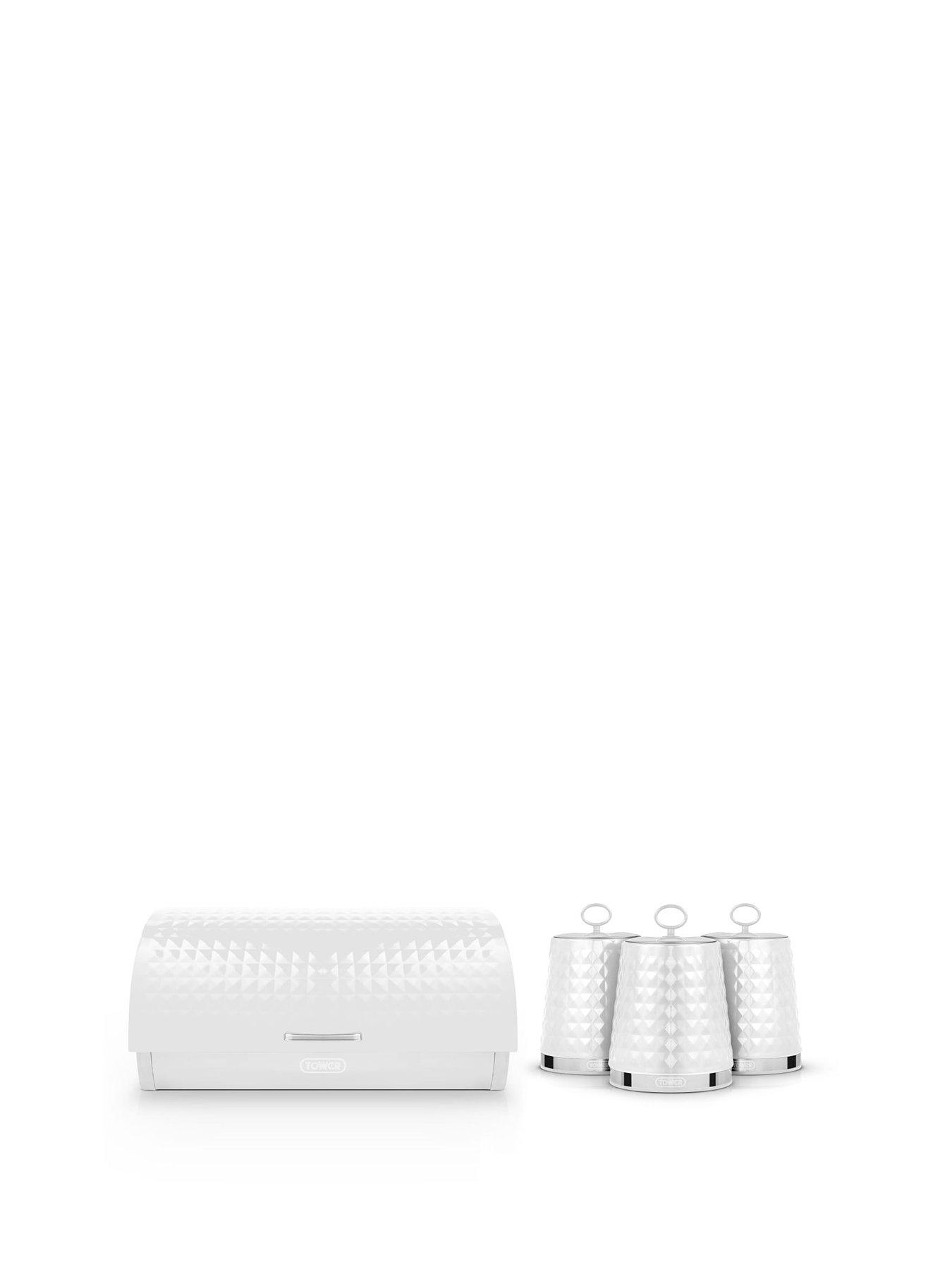 Tower Solitaire 4 Piece Bread Bin And Canister Set, White