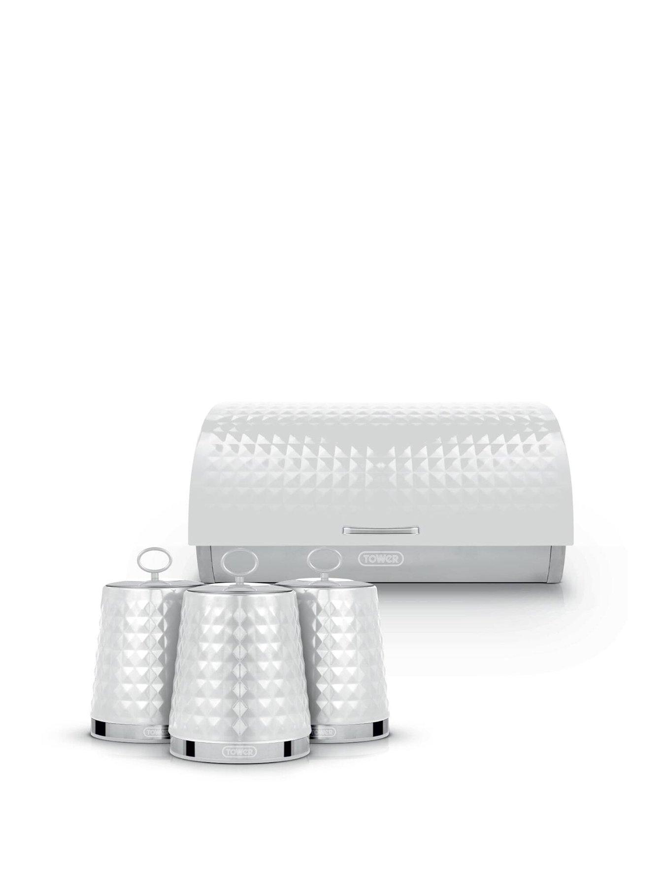 Image 1 of 5 of Tower Solitaire 4 Piece Bread Bin And Canister Set, White