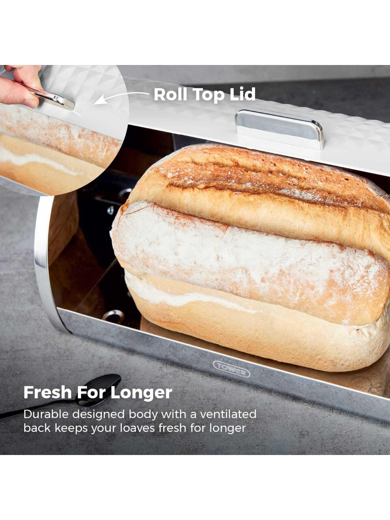 Image 2 of 5 of Tower Solitaire 4 Piece Bread Bin And Canister Set, White