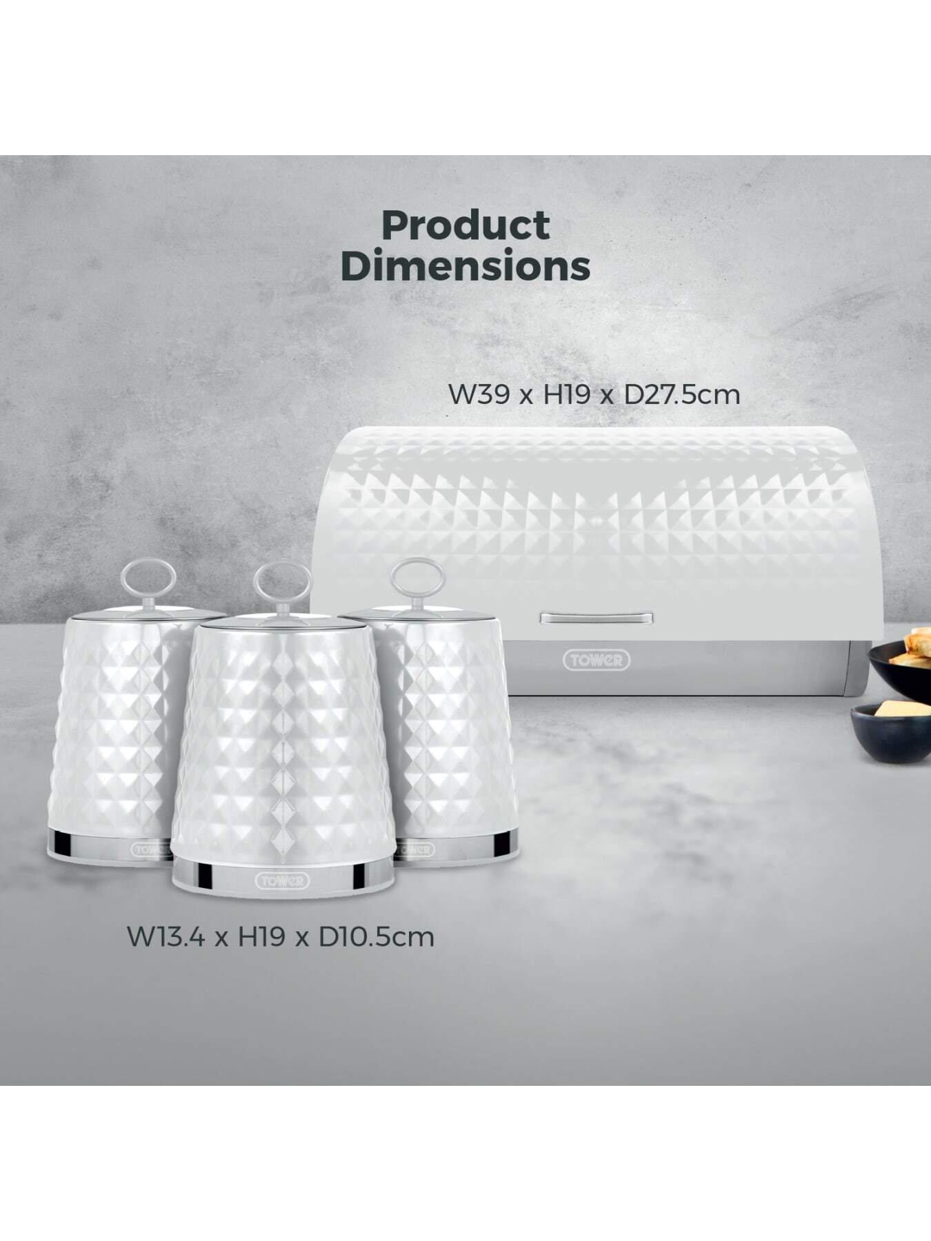 Image 5 of 5 of Tower Solitaire 4 Piece Bread Bin And Canister Set, White