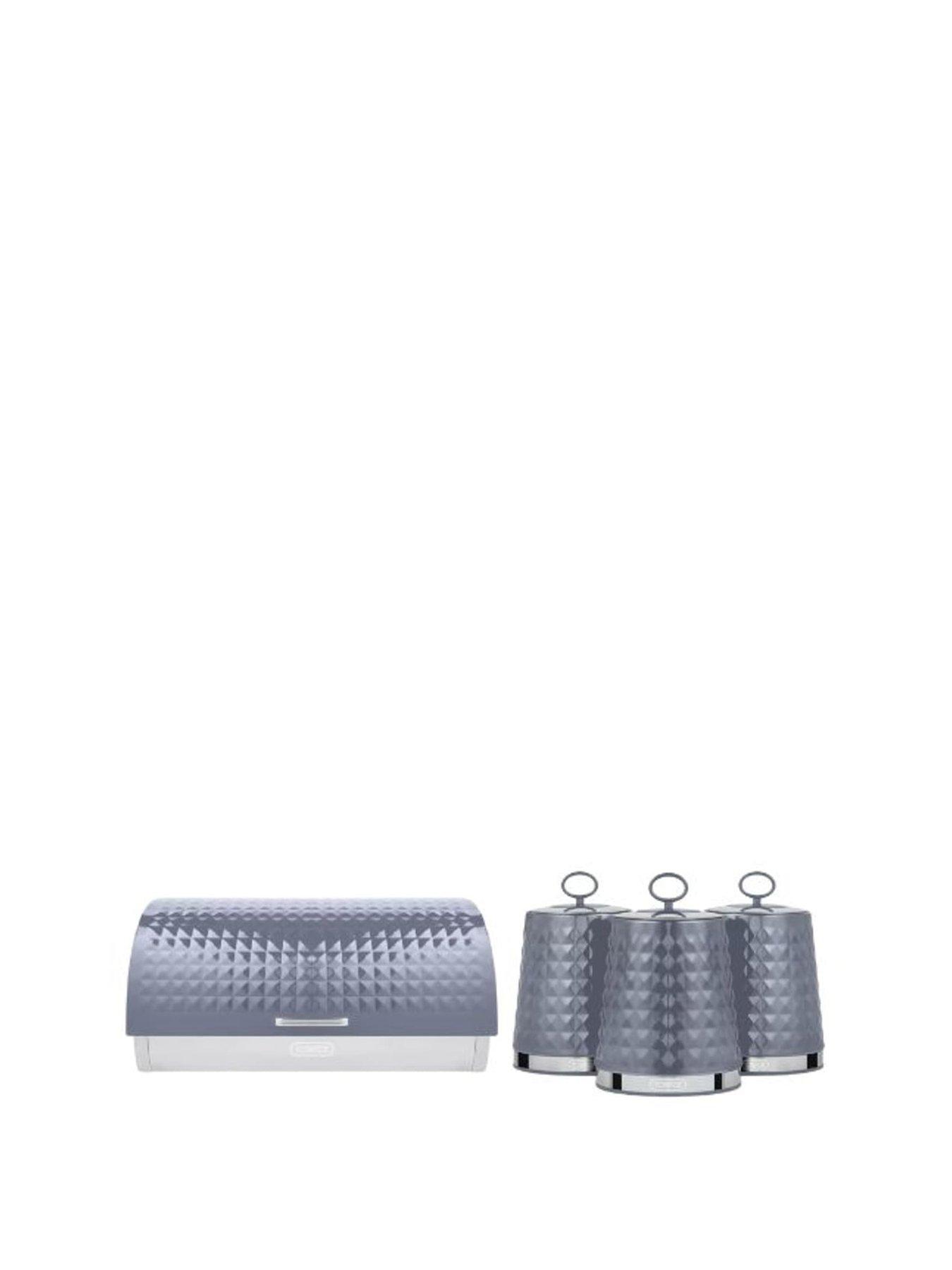 Tower Solitaire 4 Piece Bread Bin And Canister Set, Grey