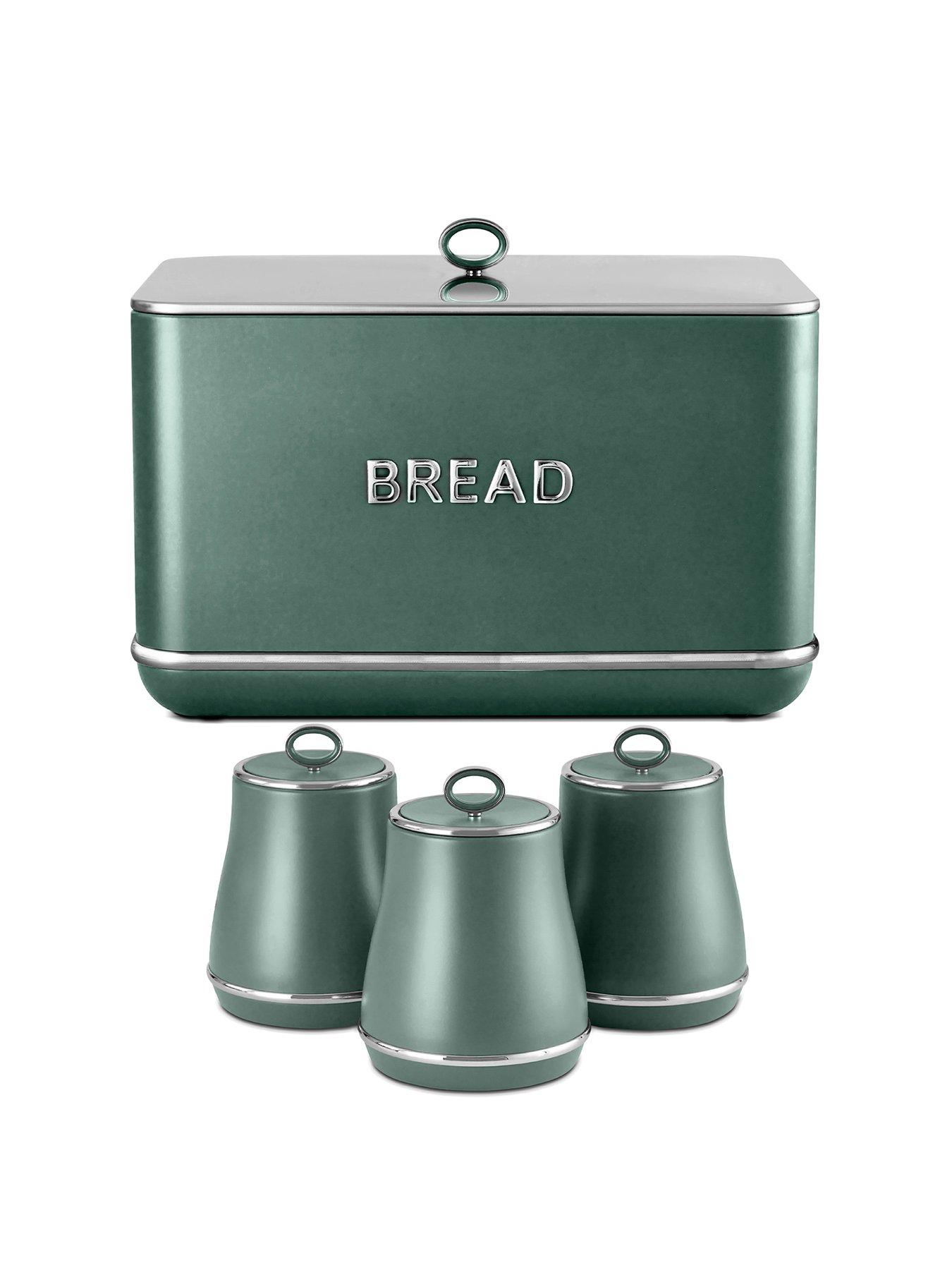 Tower Renaissance 4 Piece Bread Bin And Canister Set, Green